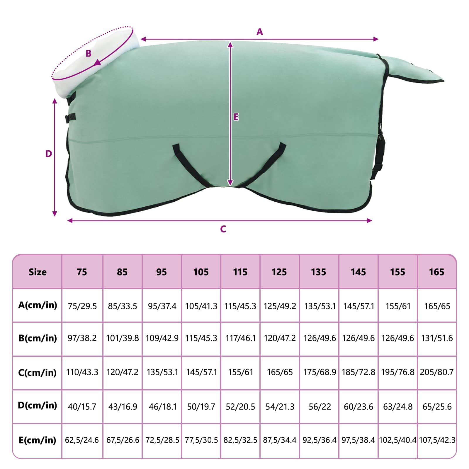 Coperta per Cavalli Verde scuro completo 155 cm Felpa in pile