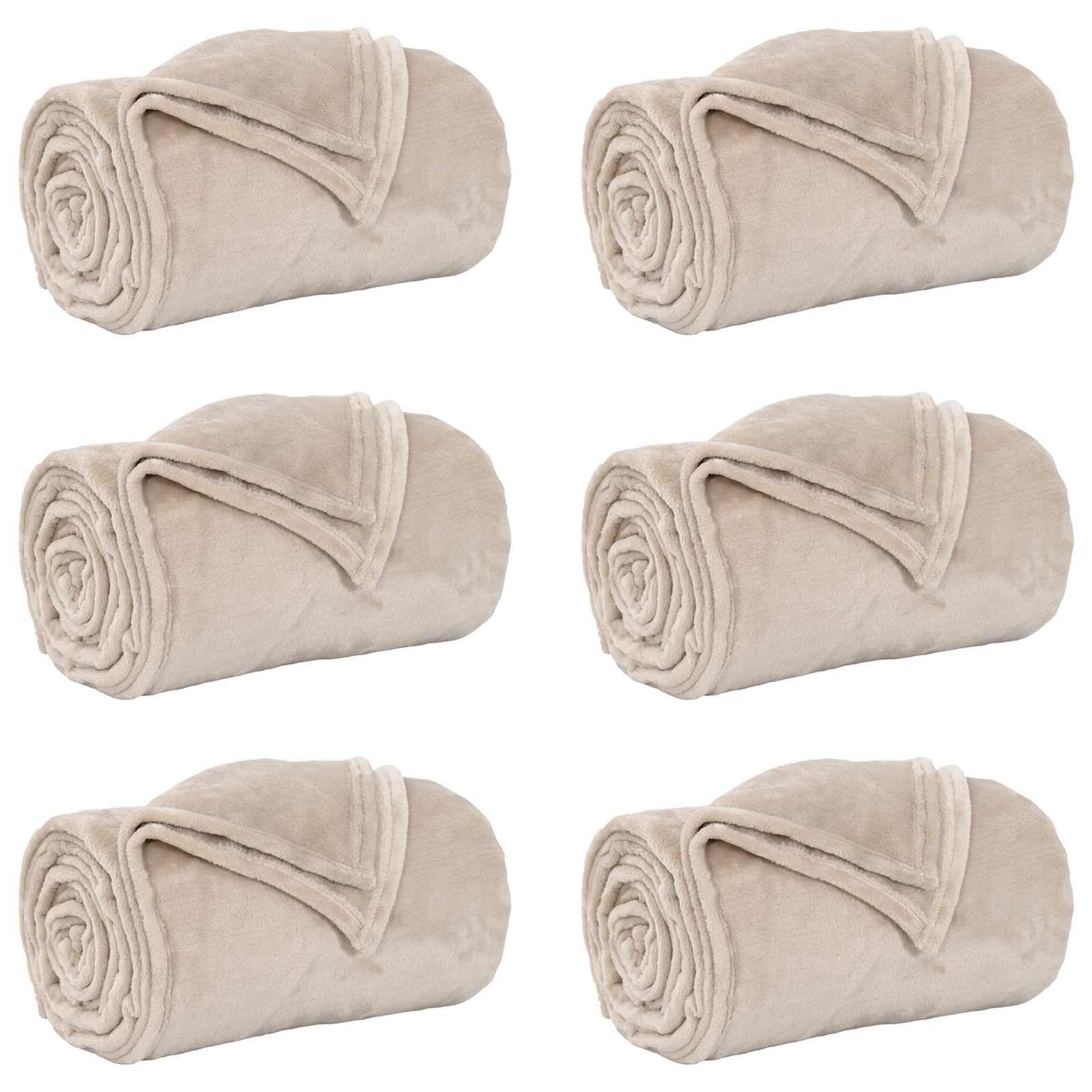 Coperte da Pile 6 pcs Beige 240 x 270 cm Panno