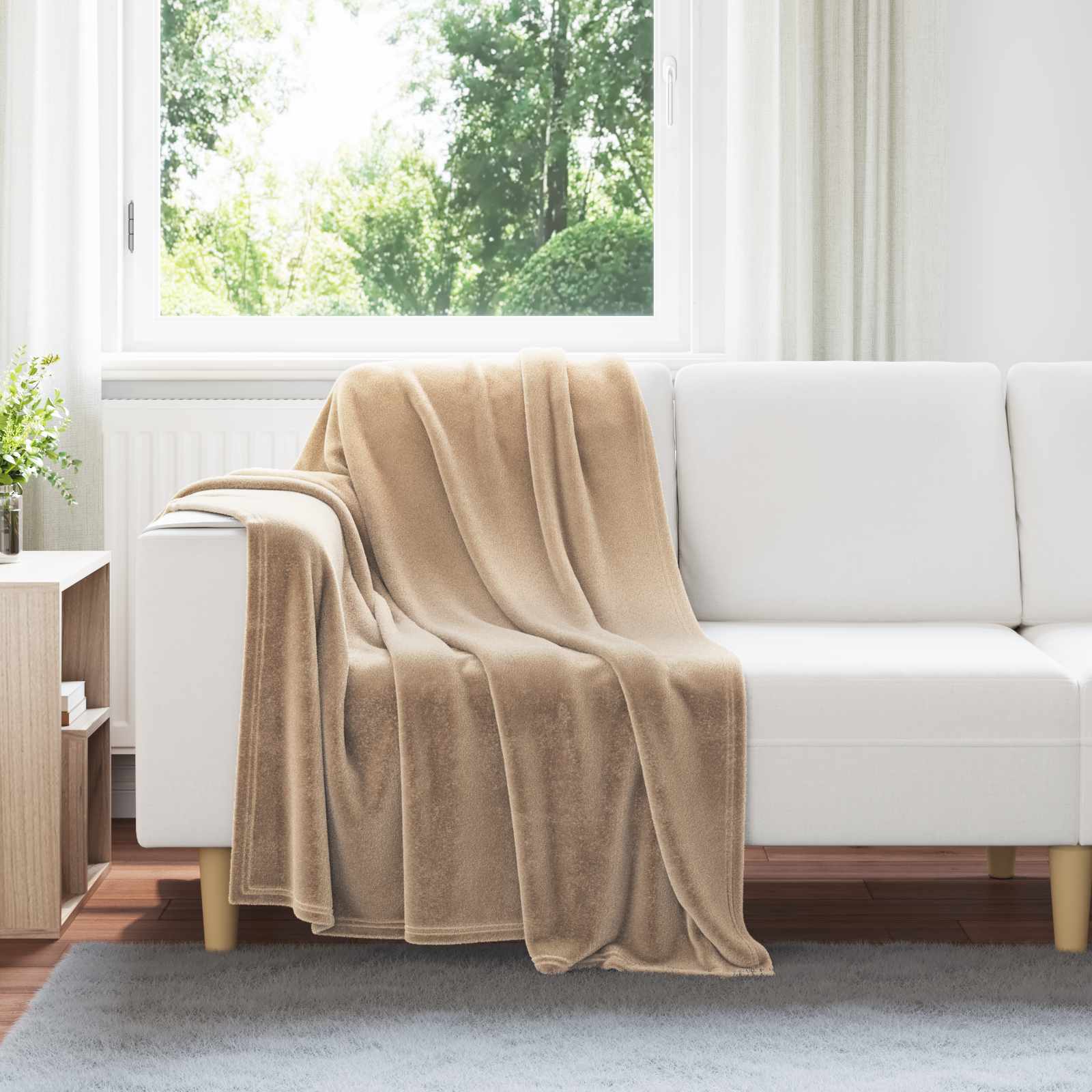 Coperte da Pile 6 pcs Cammello 130 x 150 cm Panno
