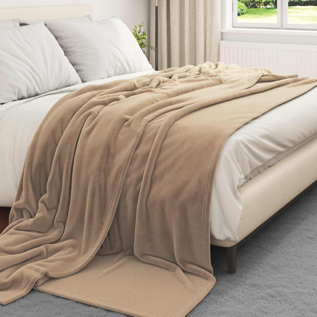 Coperte da Pile 6 pcs Cammello 220 x 240 cm Panno