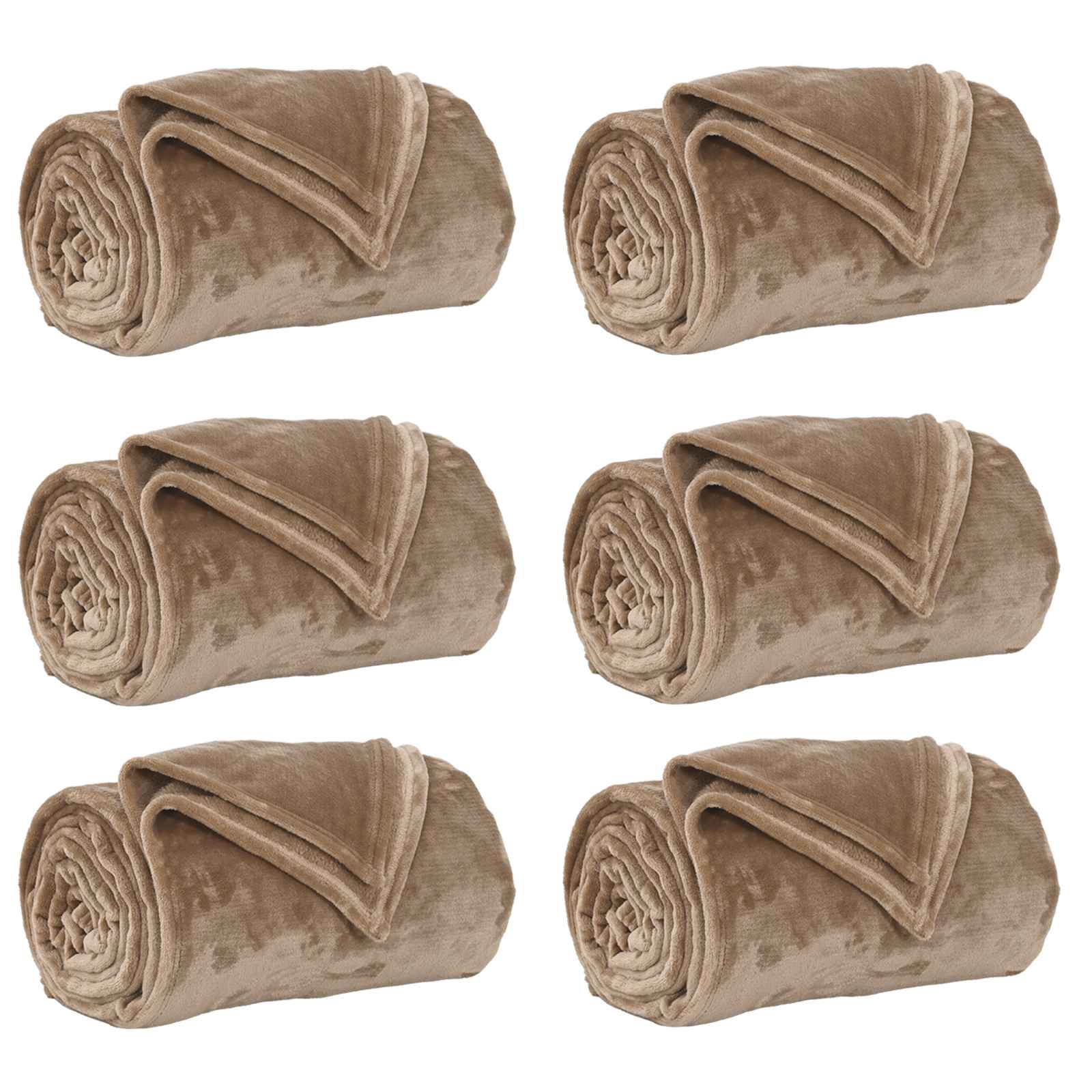 Coperte da Pile 6 pcs Cammello 220 x 240 cm Panno