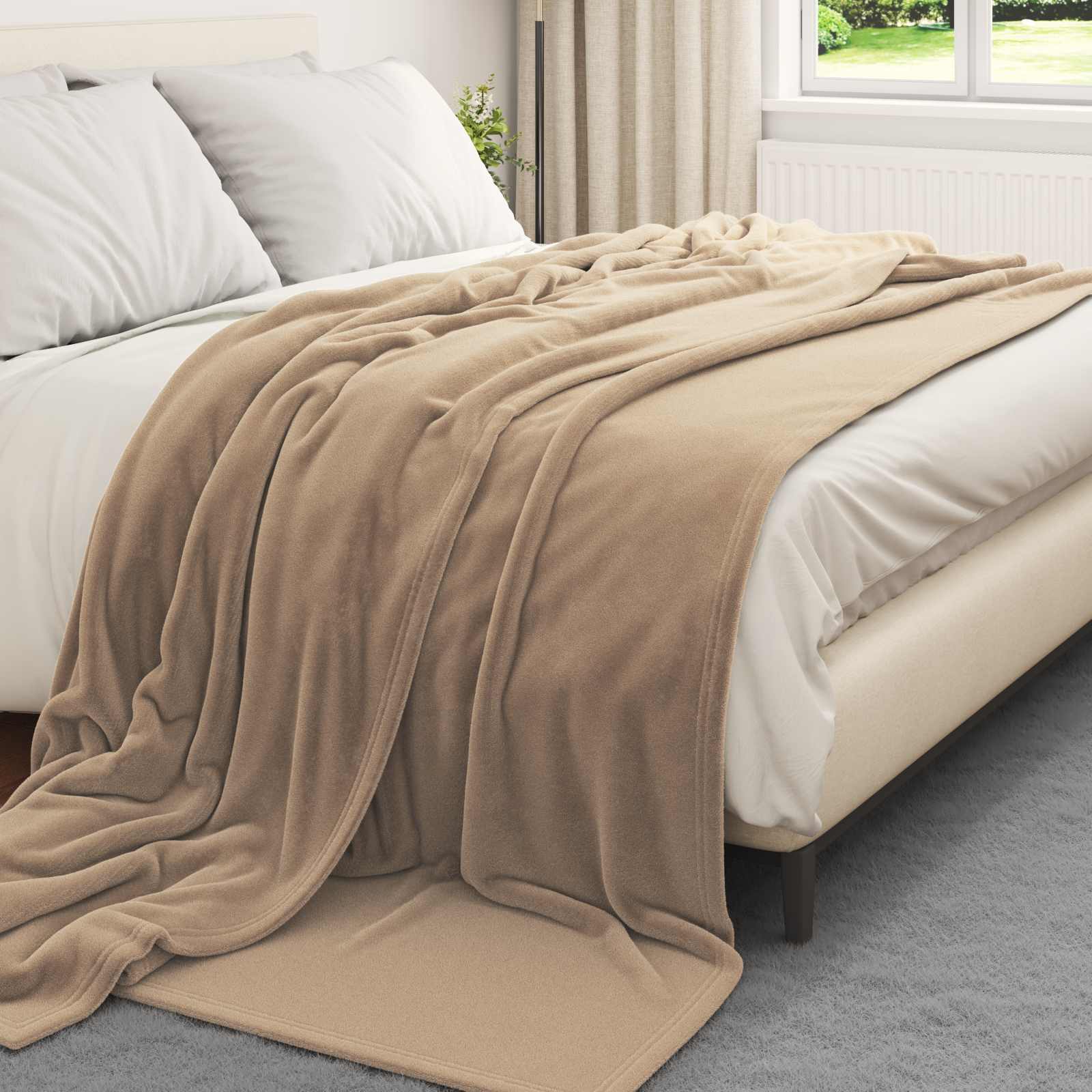 Coperte da Pile 6 pcs Cammello 240 x 270 cm Panno