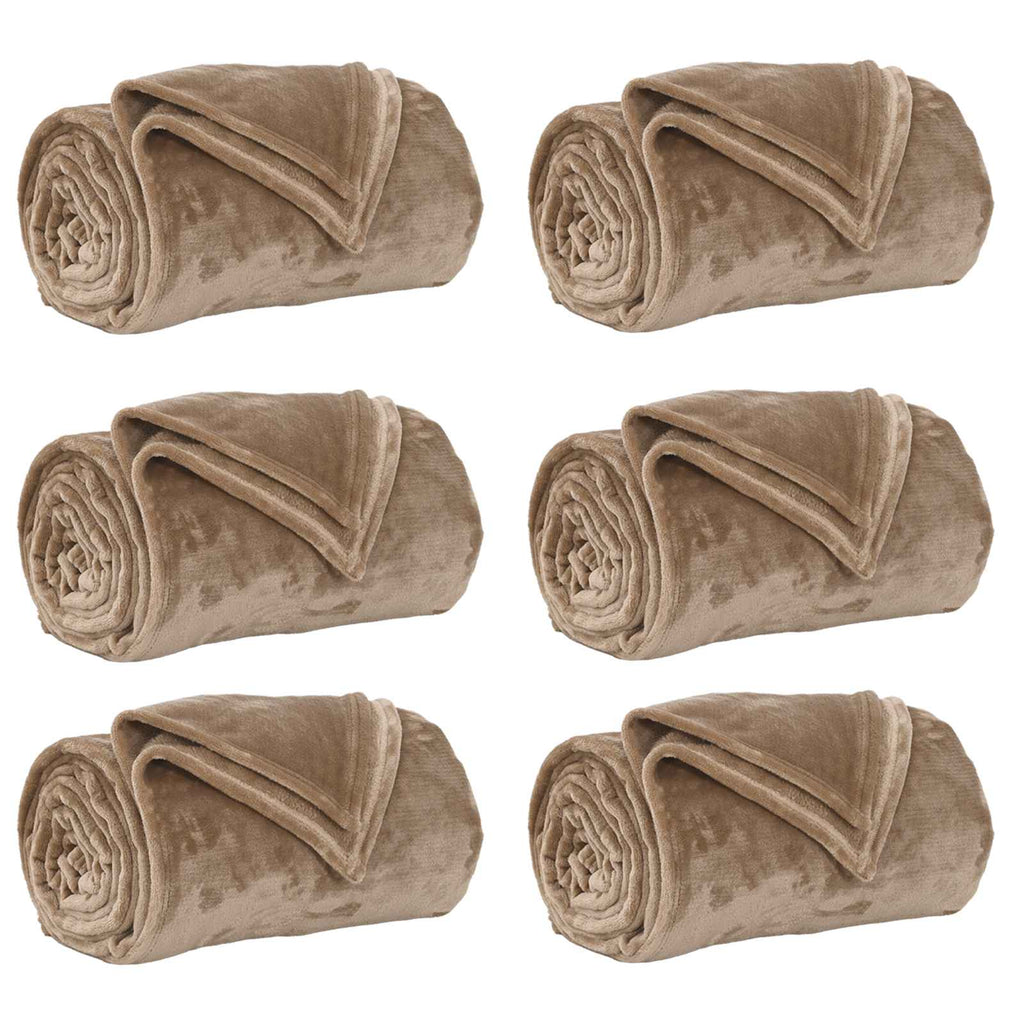 Coperte da Pile 6 pcs Cammello 240 x 270 cm Panno