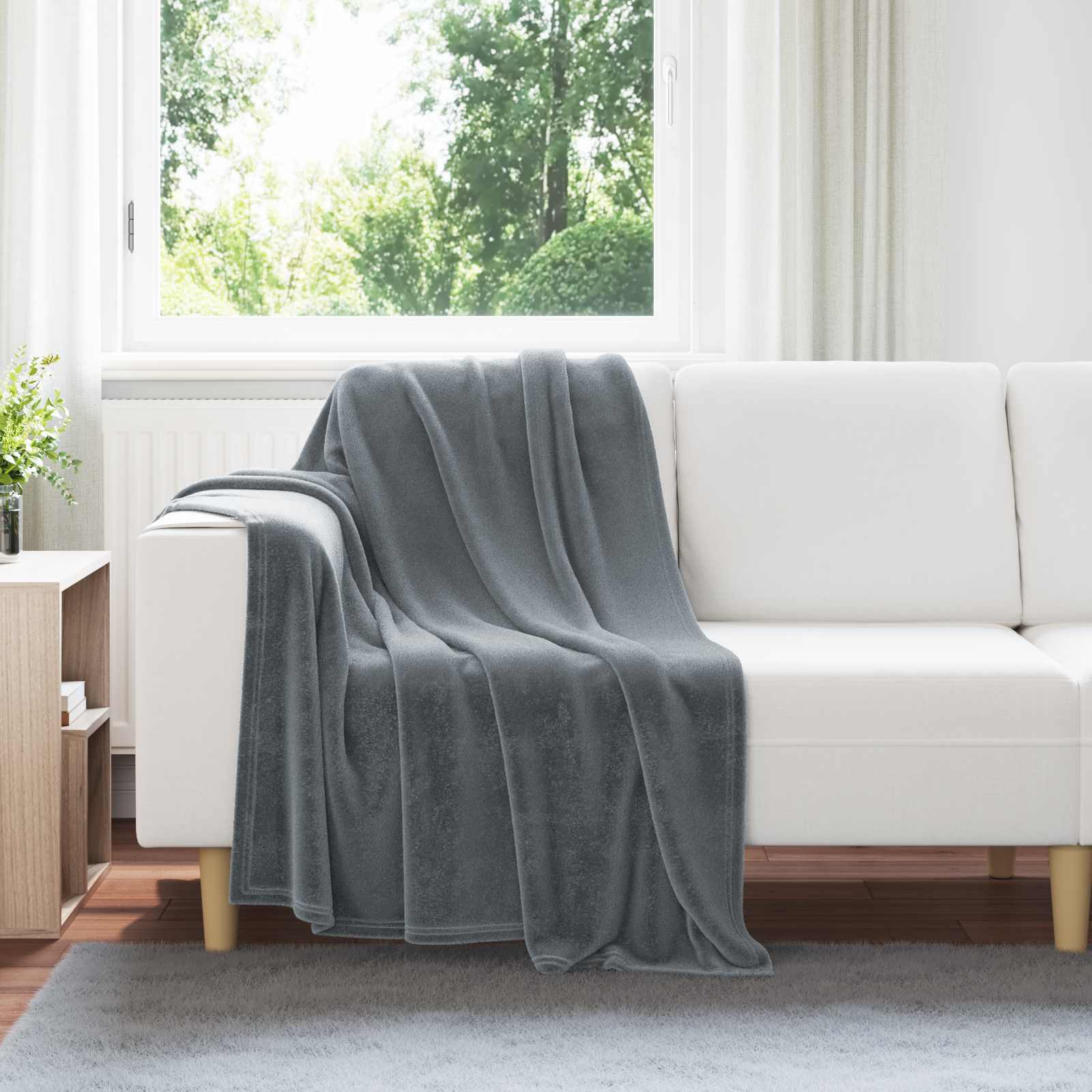 Coperte da Pile 6 pcs Grigio scuro 130 x 150 cm Panno
