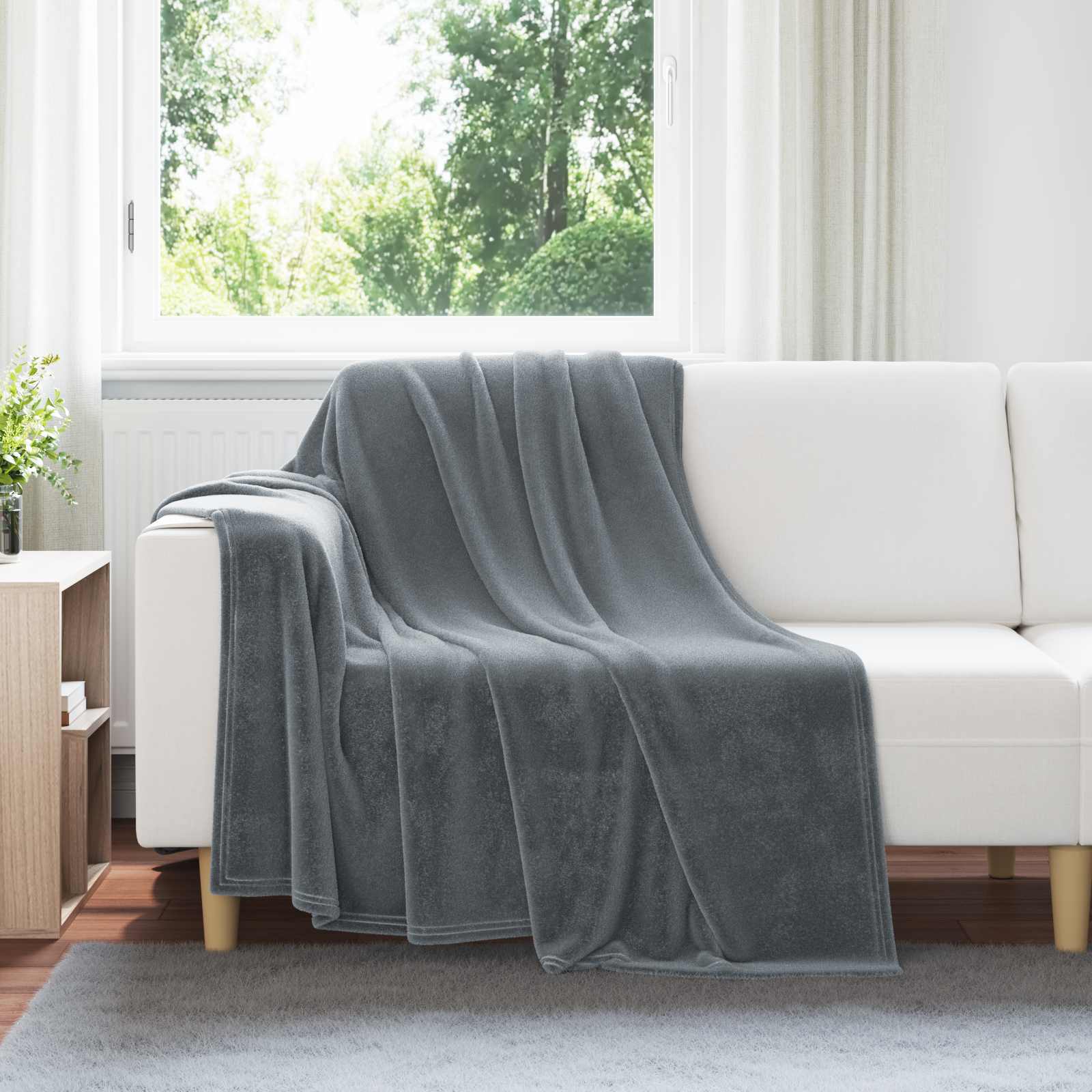 Coperte da Pile 6 pcs Grigio scuro 150 x 200 cm Panno