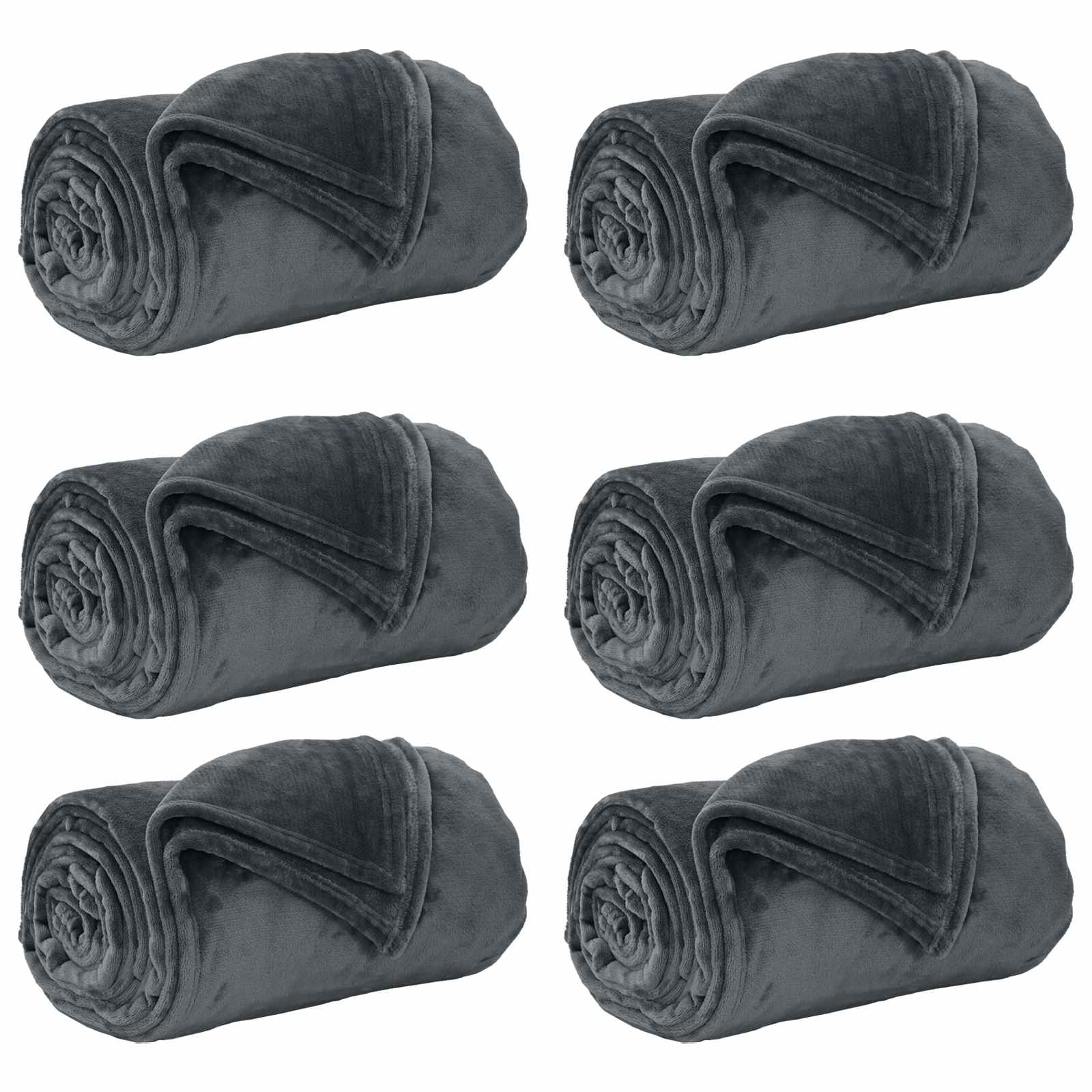 Coperte da Pile 6 pcs Grigio scuro 240 x 270 cm Panno