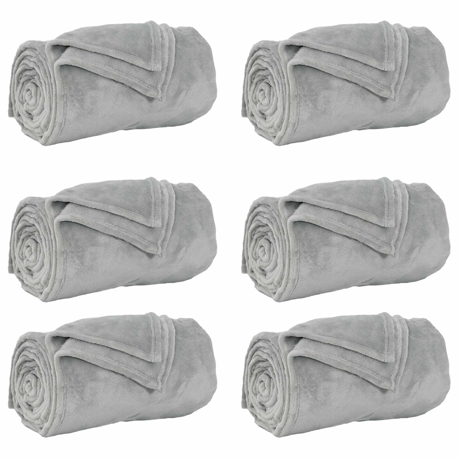 Coperte da Pile 6 pcs Grigio 150 x 200 cm Panno