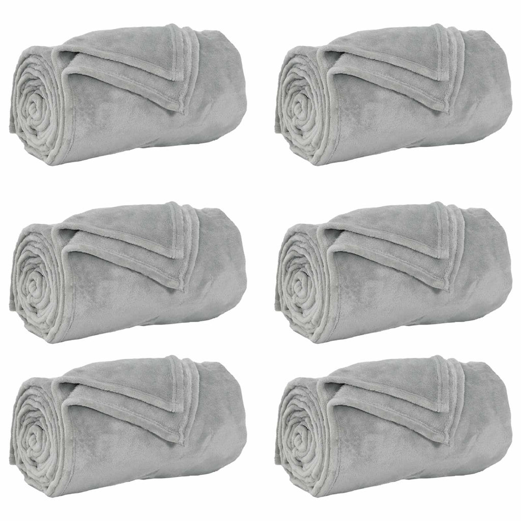 Coperte da Pile 6 pcs Grigio 220 x 240 cm Panno