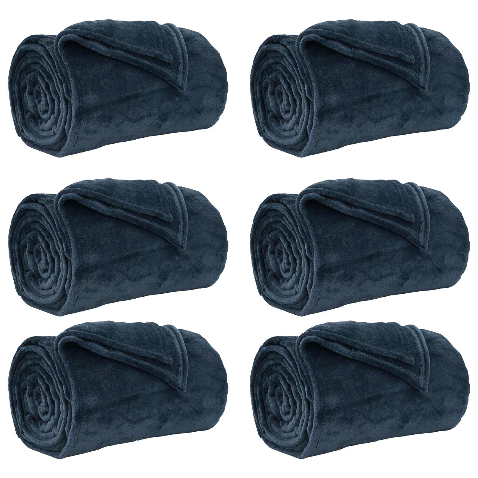 Coperte da Pile 6 pcs Blu navy 220 x 240 cm Panno