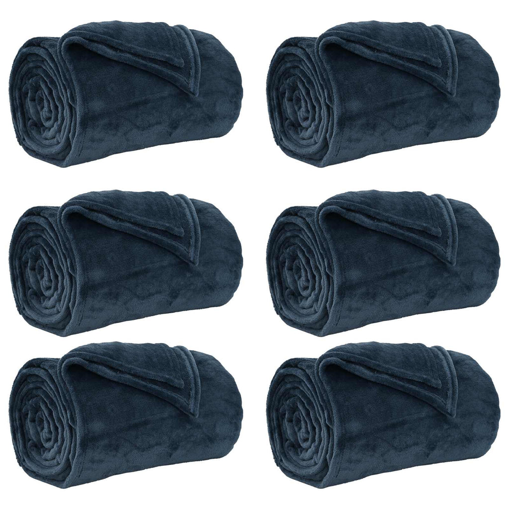 Coperte da Pile 6 pcs Blu navy 240 x 270 cm Panno