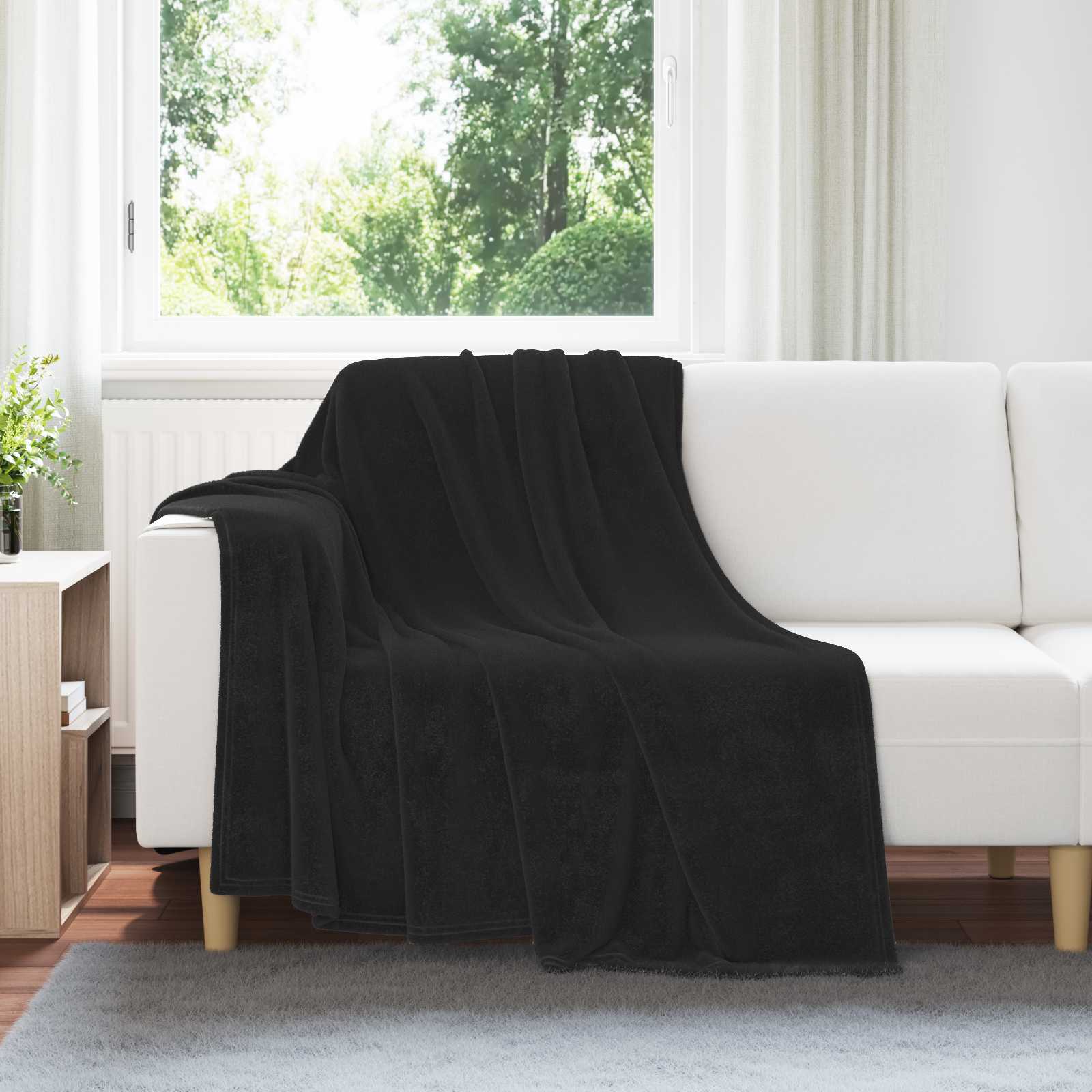 Coperte da Pile 6 pcs Nero 150 x 200 cm Panno