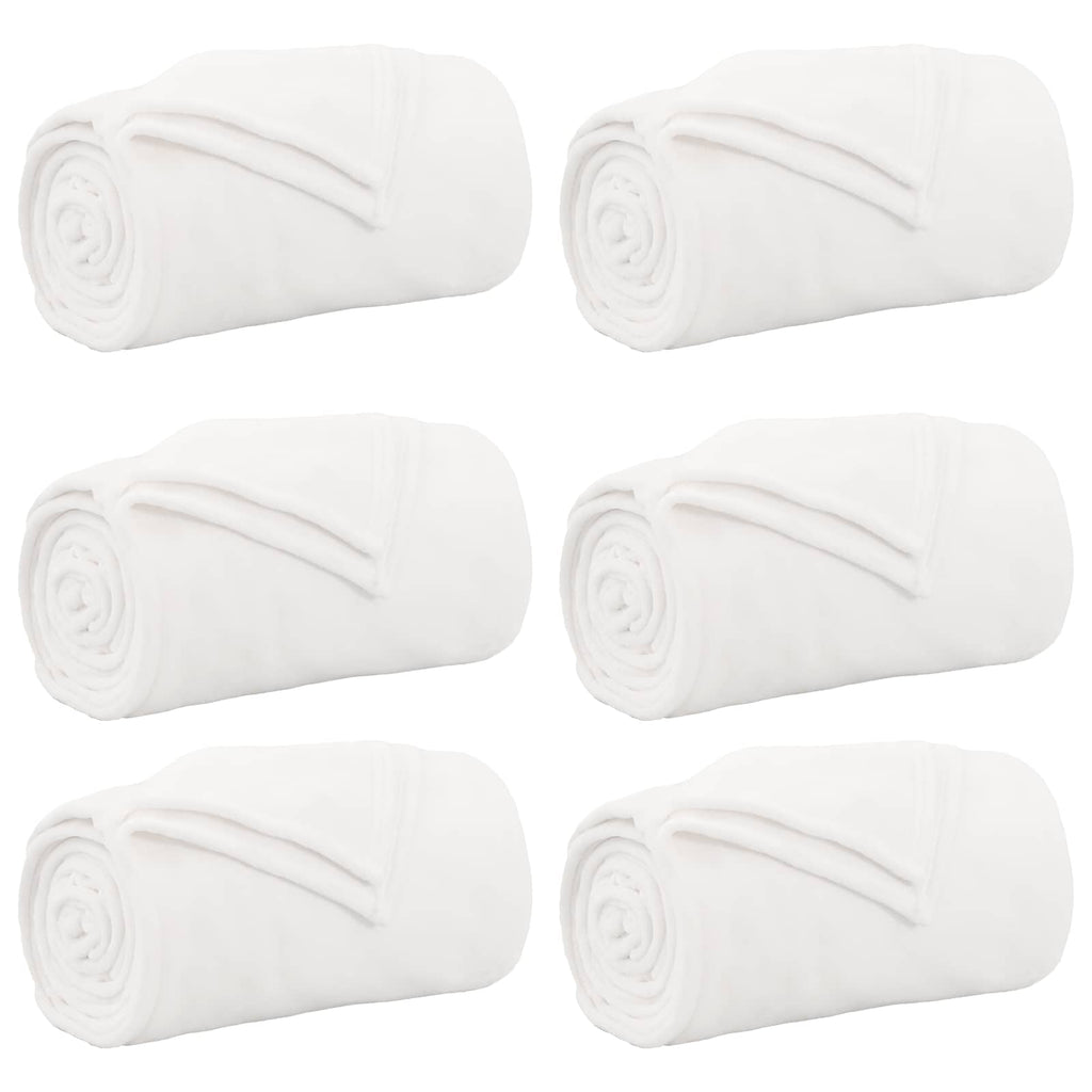 Coperte da Pile 6 pcs Bianco 150 x 200 cm Panno