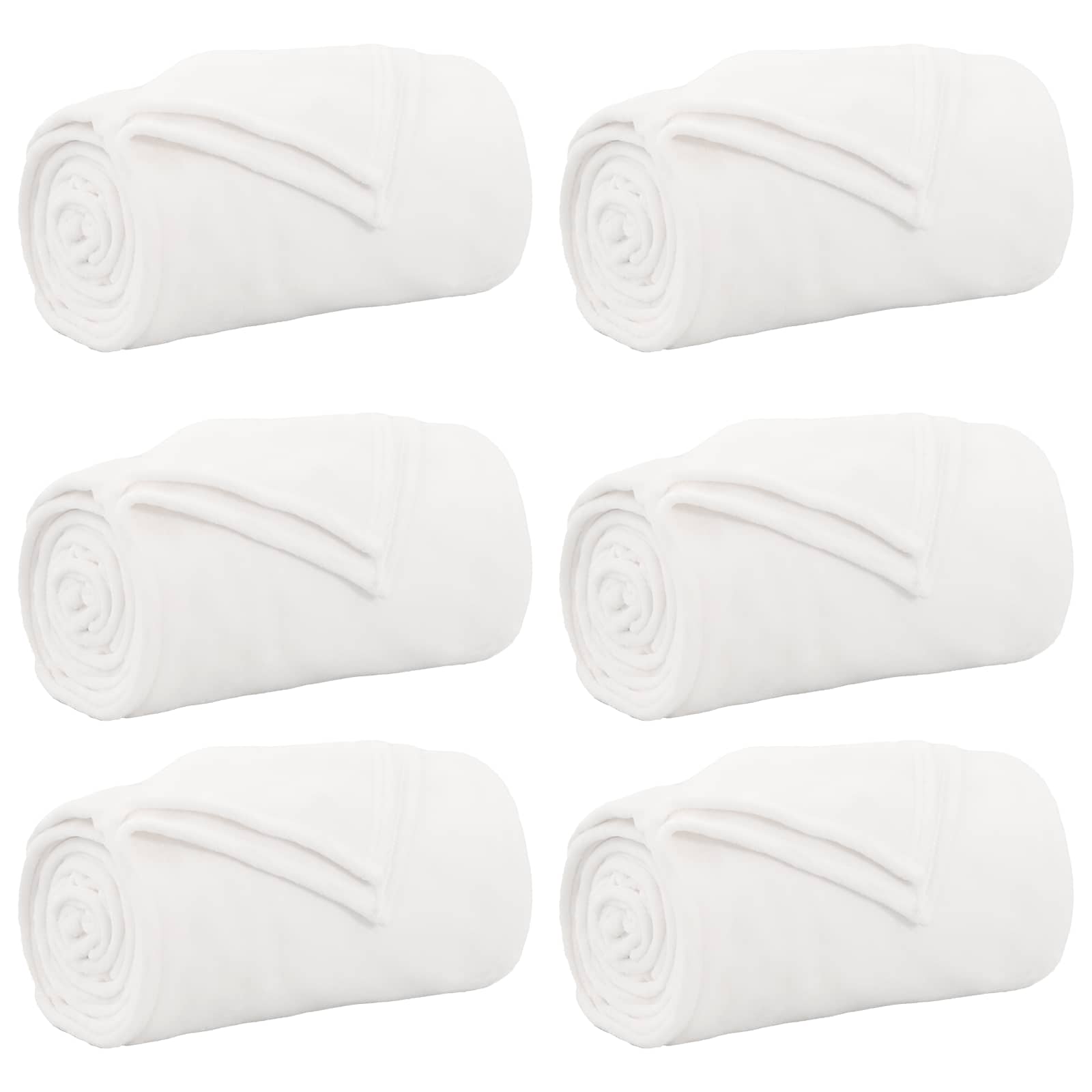 Coperte da Pile 6 pcs Bianco 220 x 240 cm Panno