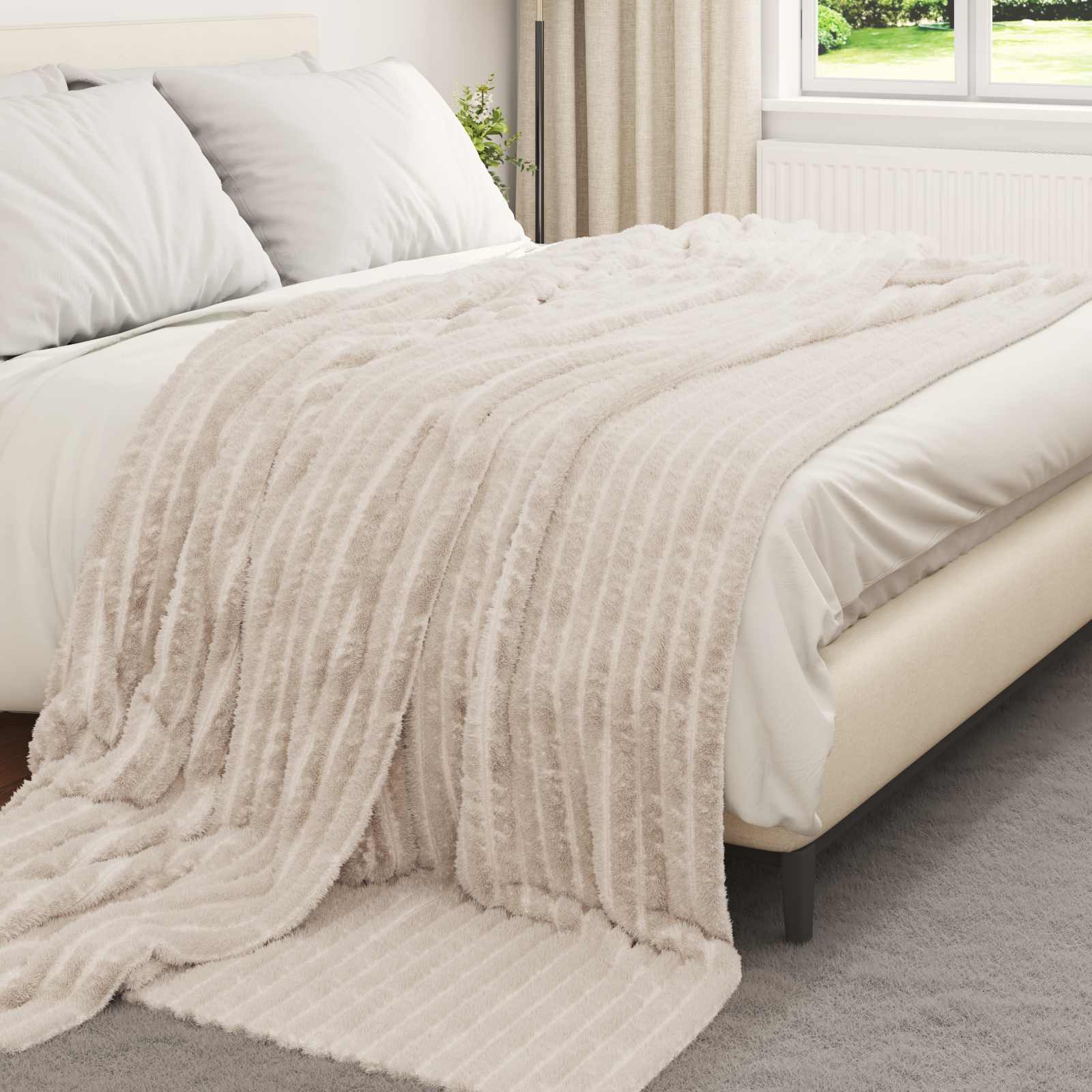 Coperta Beige 240 x 220 cm Panno