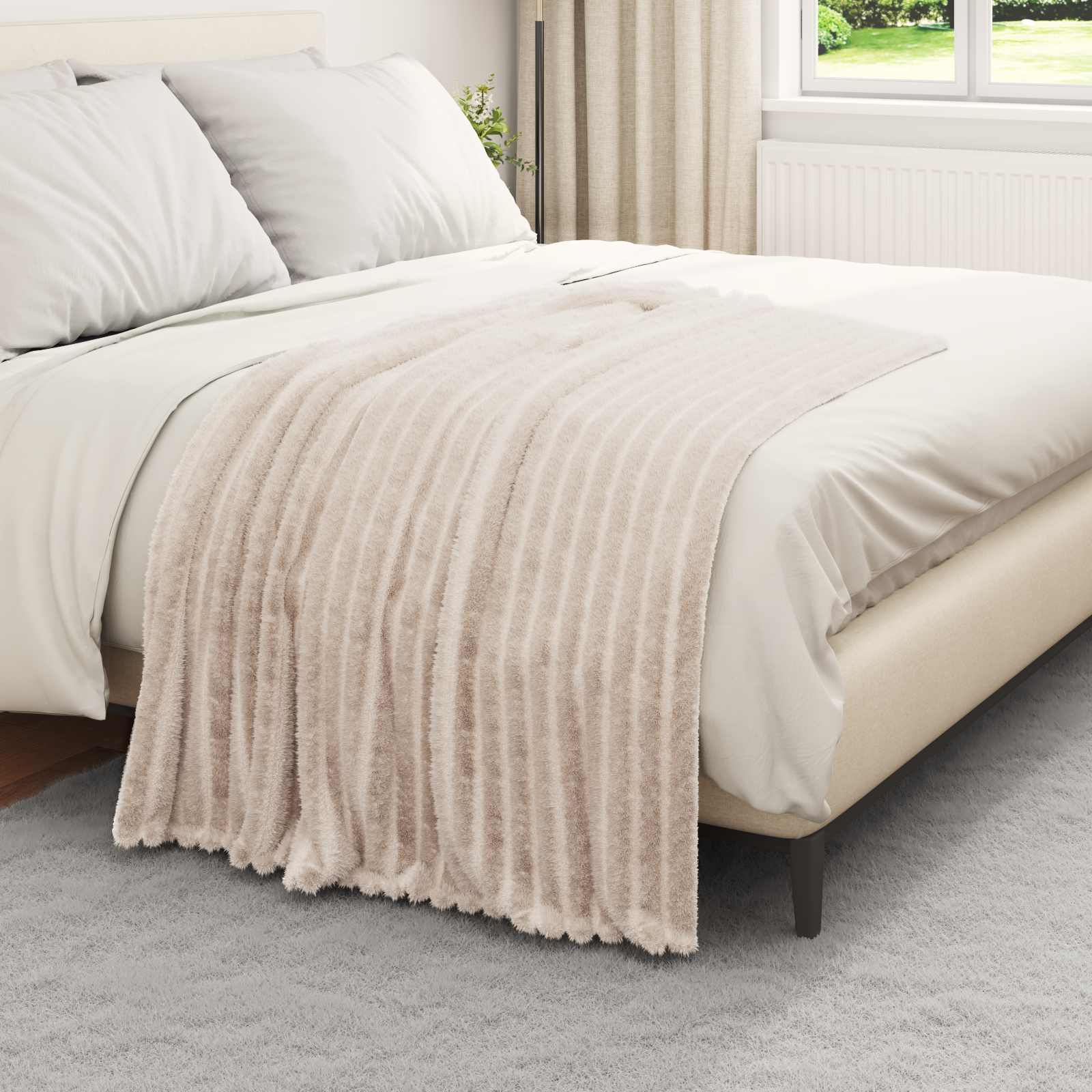 Coperte da Pile 6 pcs Beige 150 x 130 cm Panno