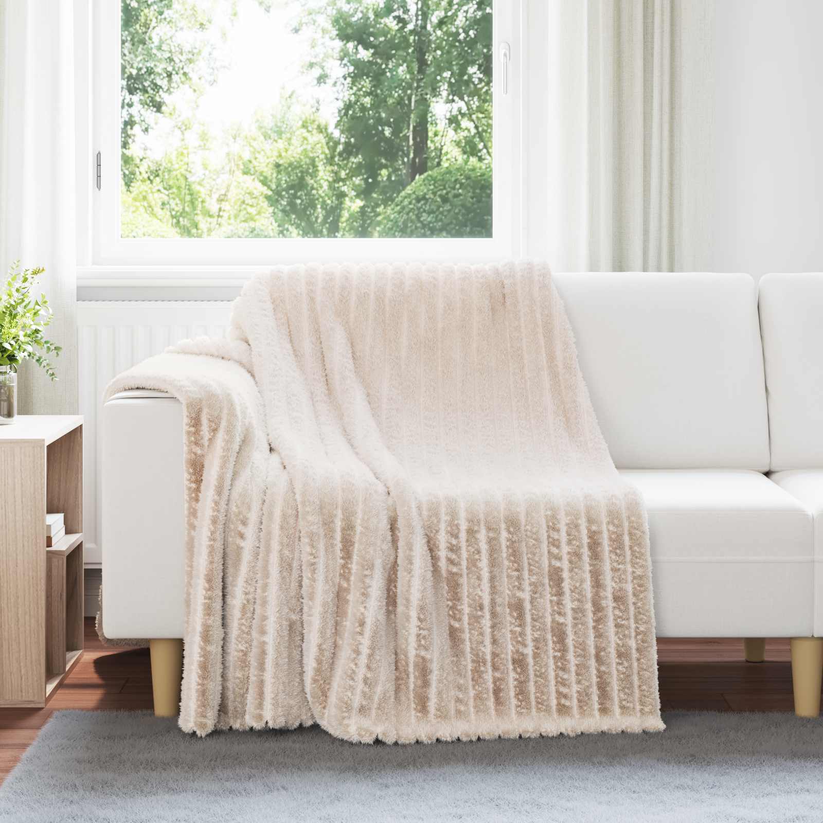 Coperte da Pile 6 pcs Beige 200 x 150 cm Panno
