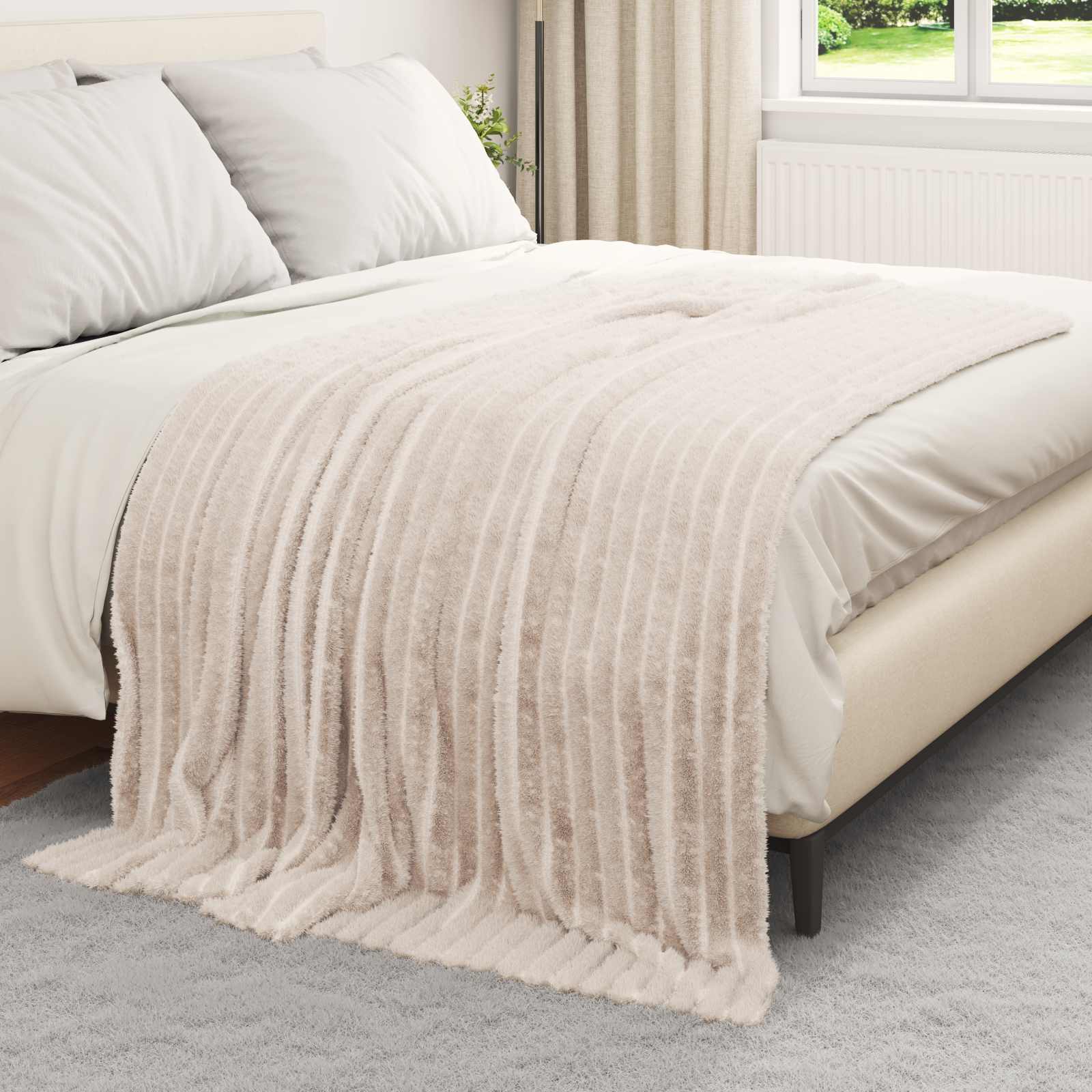 Coperte da Pile 6 pcs Beige 200 x 150 cm Panno