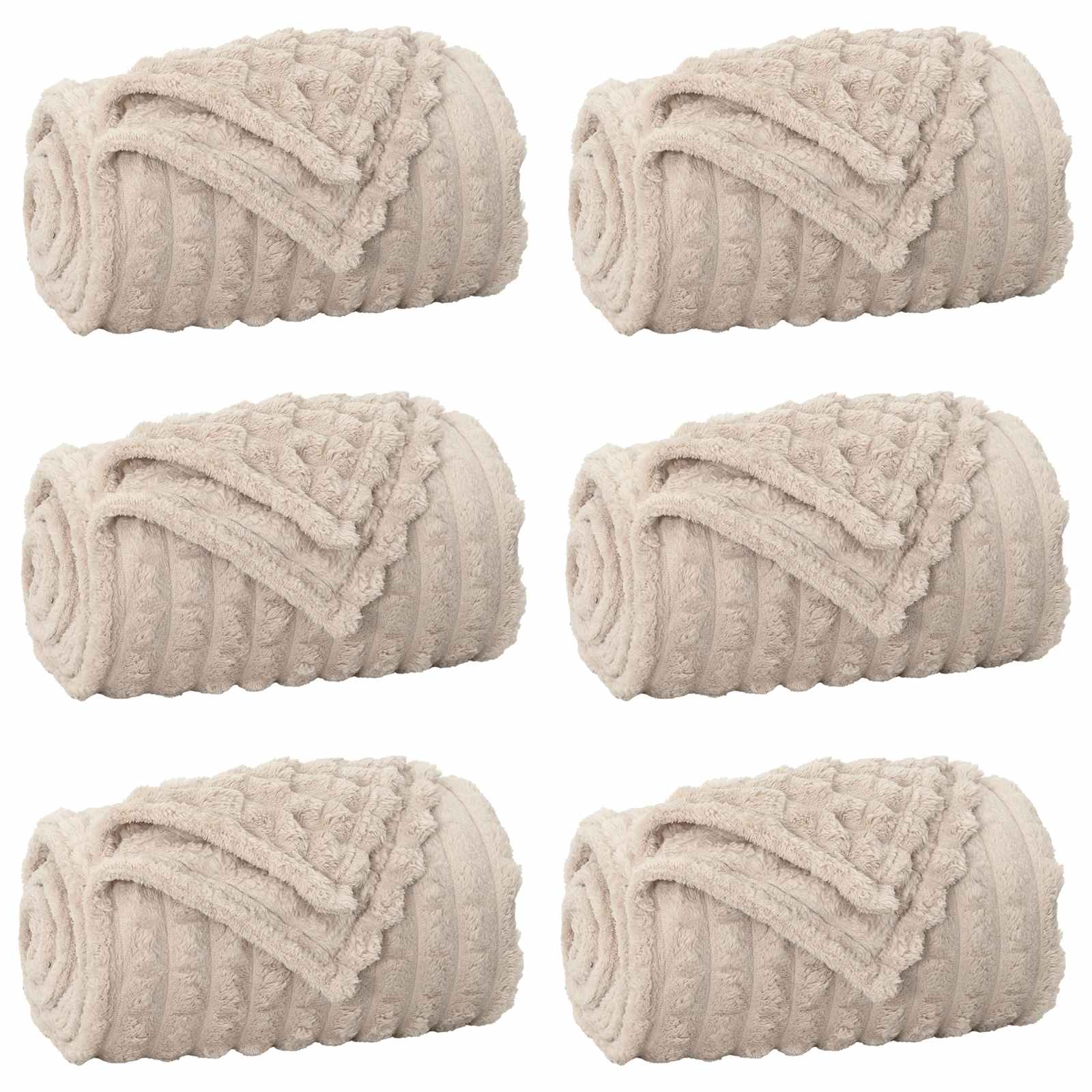 Coperte da Pile 6 pcs Beige 200 x 150 cm Panno