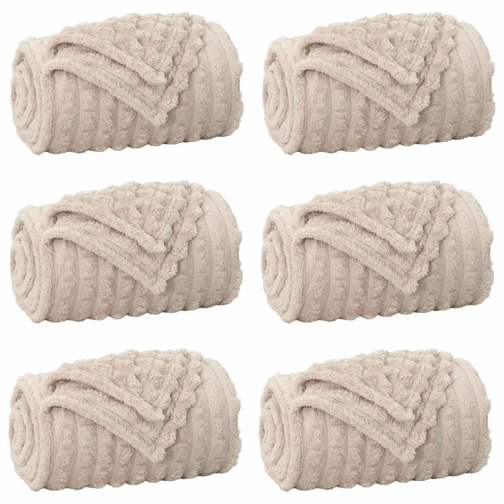 Coperte da Pile 6 pcs Beige 240 x 220 cm Panno