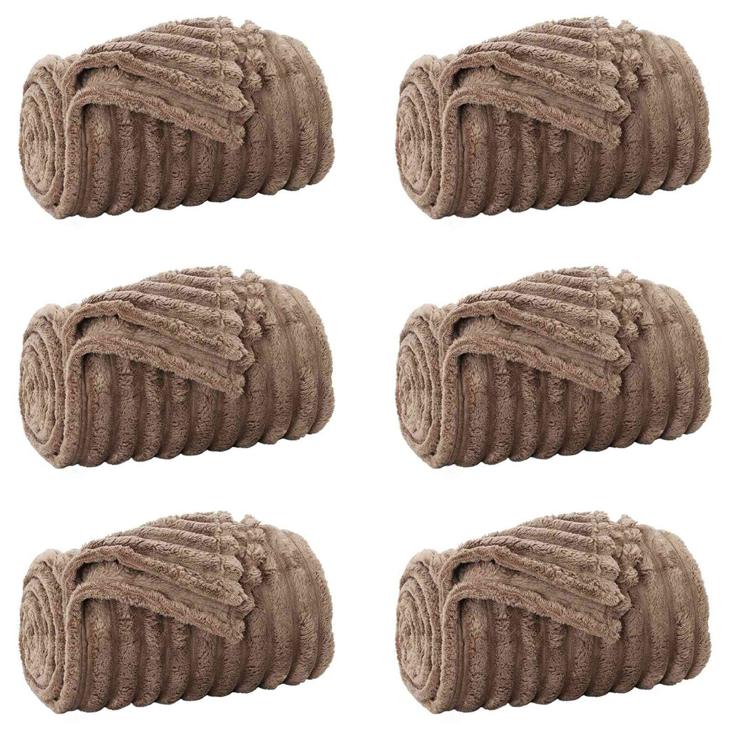 Coperte da Pile 6 pcs Cammello 150 x 130 cm Panno