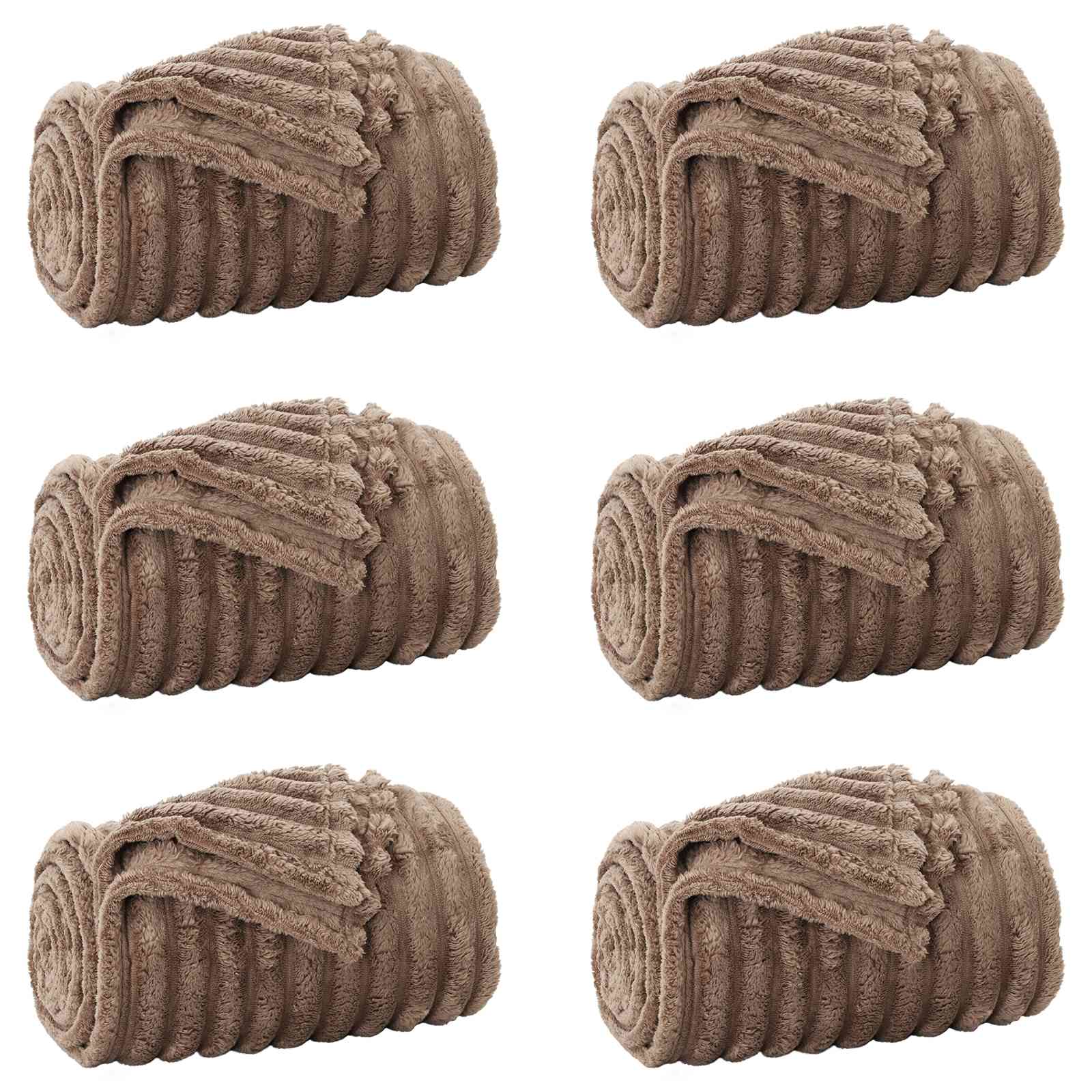 Coperte da Pile 6 pcs Cammello 200 x 150 cm Panno