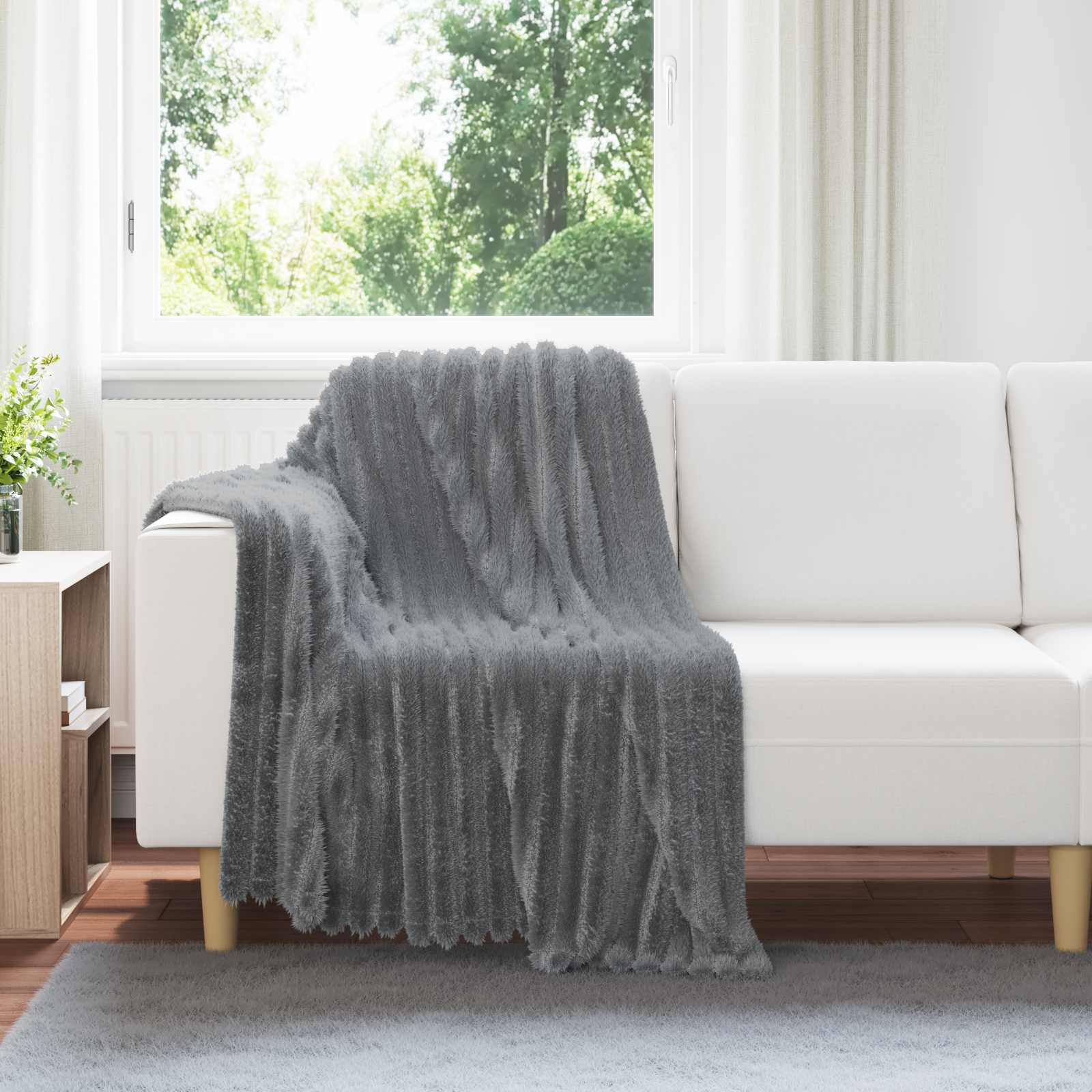 Coperte da Pile 6 pcs Grigio scuro 150 x 130 cm Panno