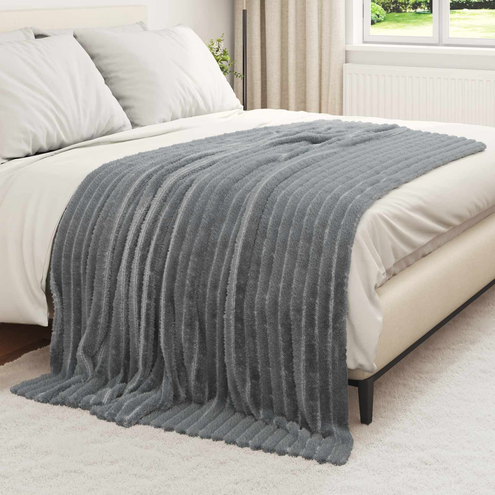 Coperte da Pile 6 pcs Grigio scuro 200 x 150 cm Panno