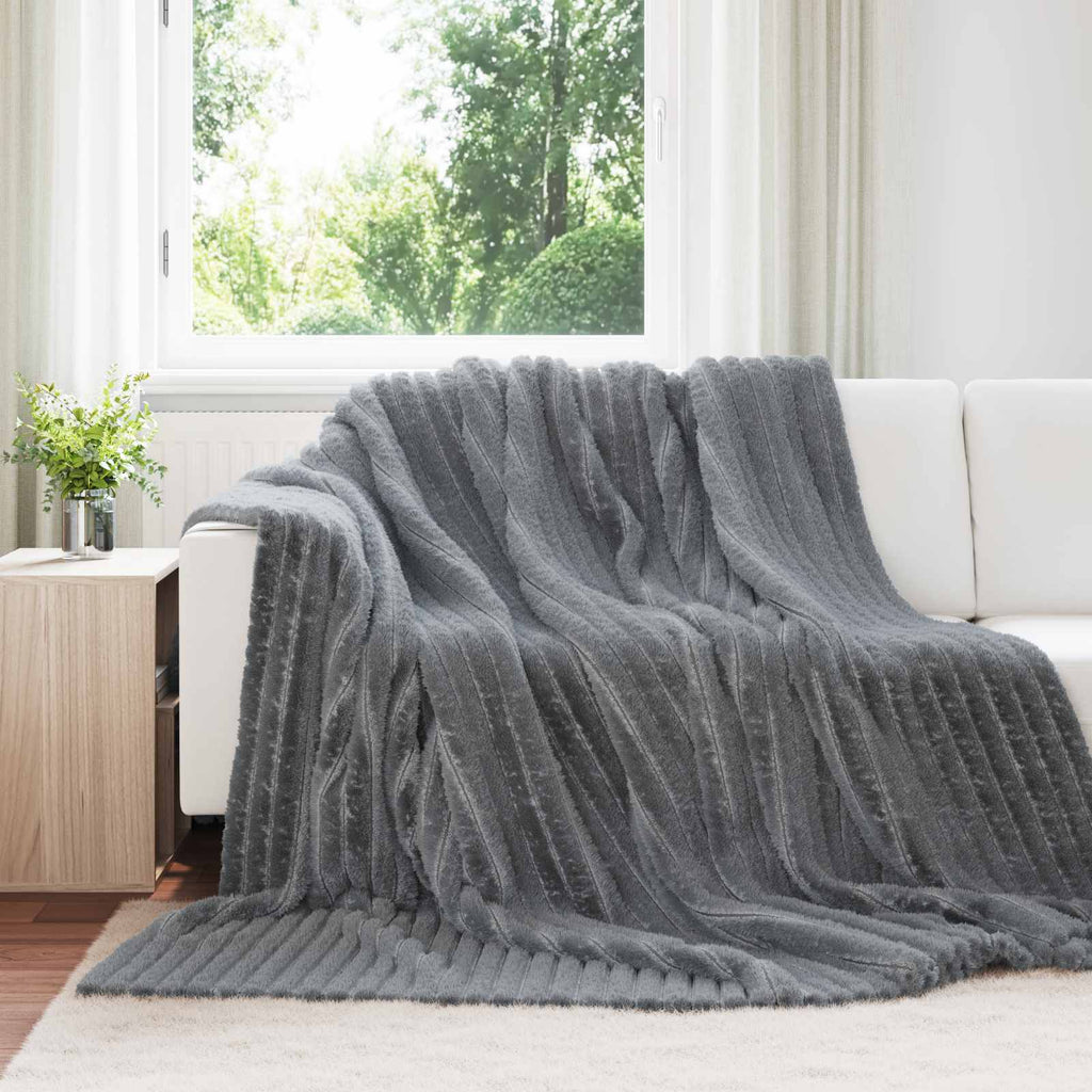 Coperte da Pile 6 pcs Grigio scuro 240 x 220 cm Panno