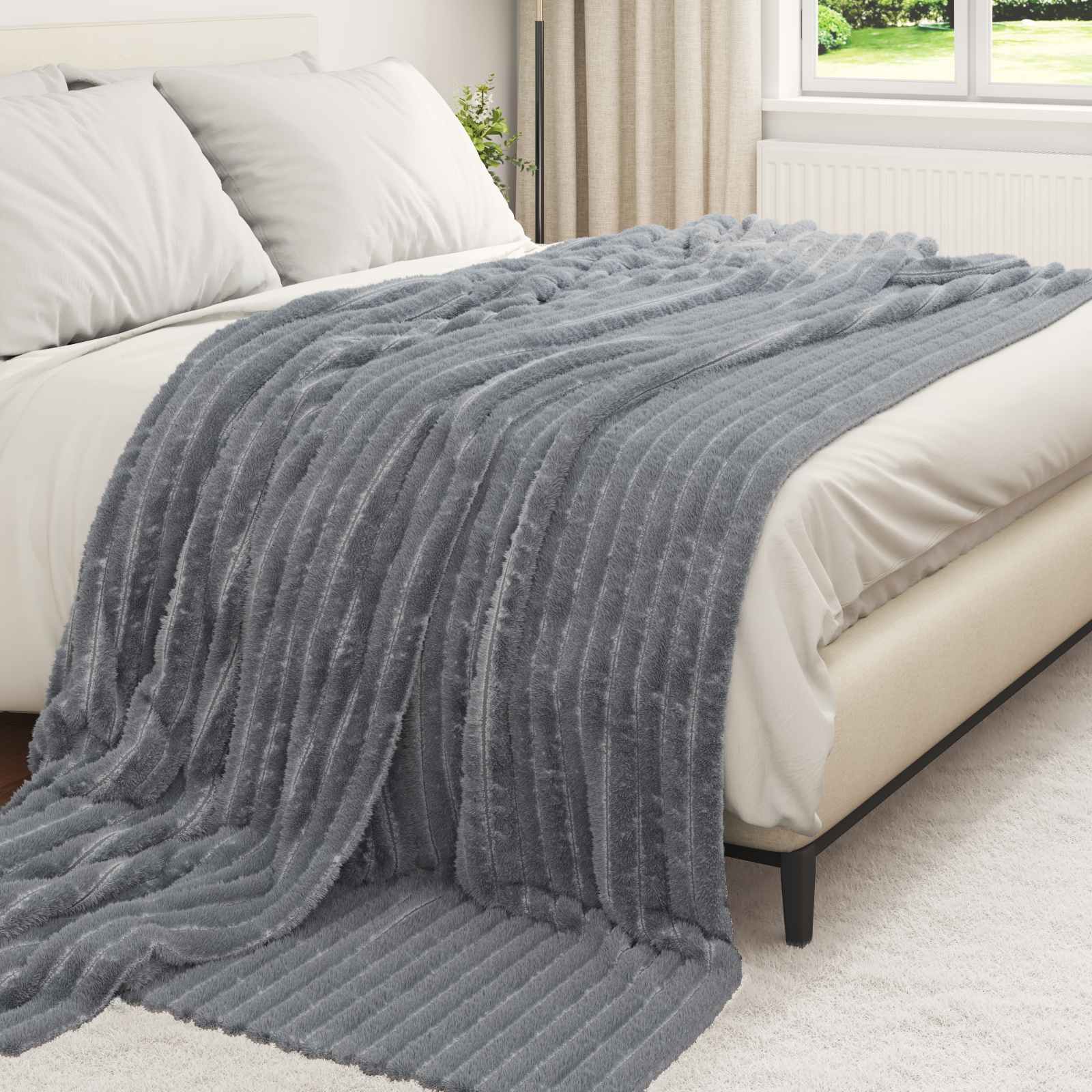 Coperte da Pile 6 pcs Grigio scuro 240 x 220 cm Panno
