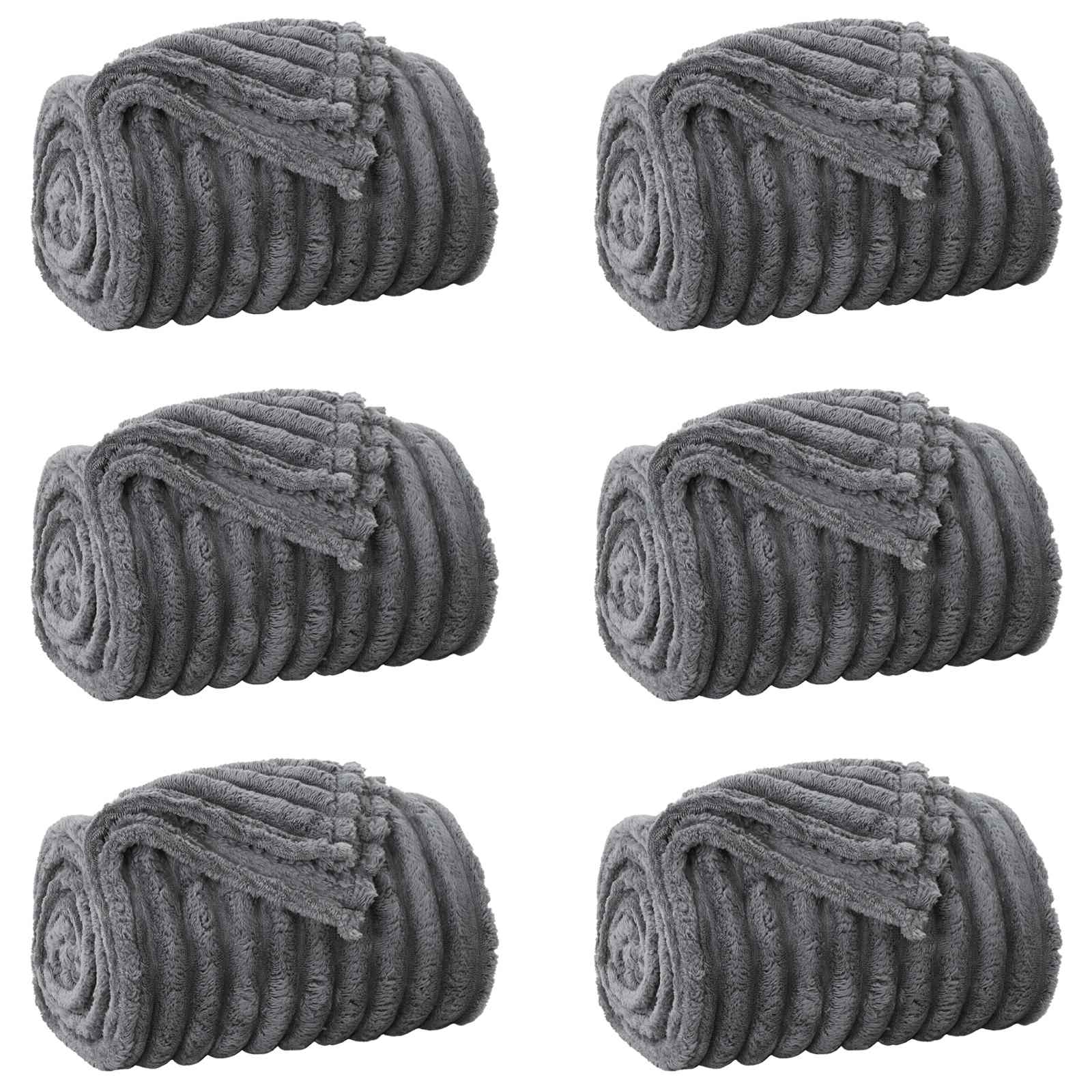 Coperte da Pile 6 pcs Grigio scuro 270 x 240 cm Panno
