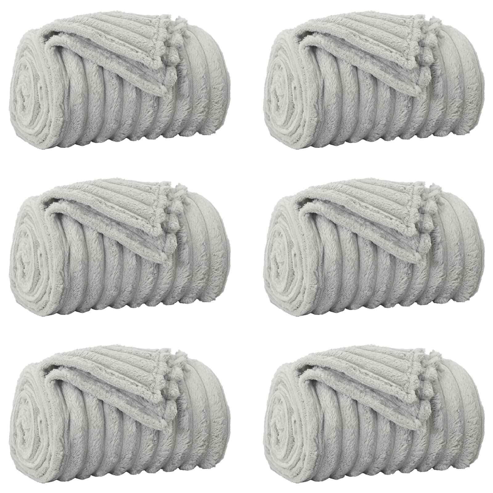 Coperte da Pile 6 pcs Grigio 240 x 220 cm Panno