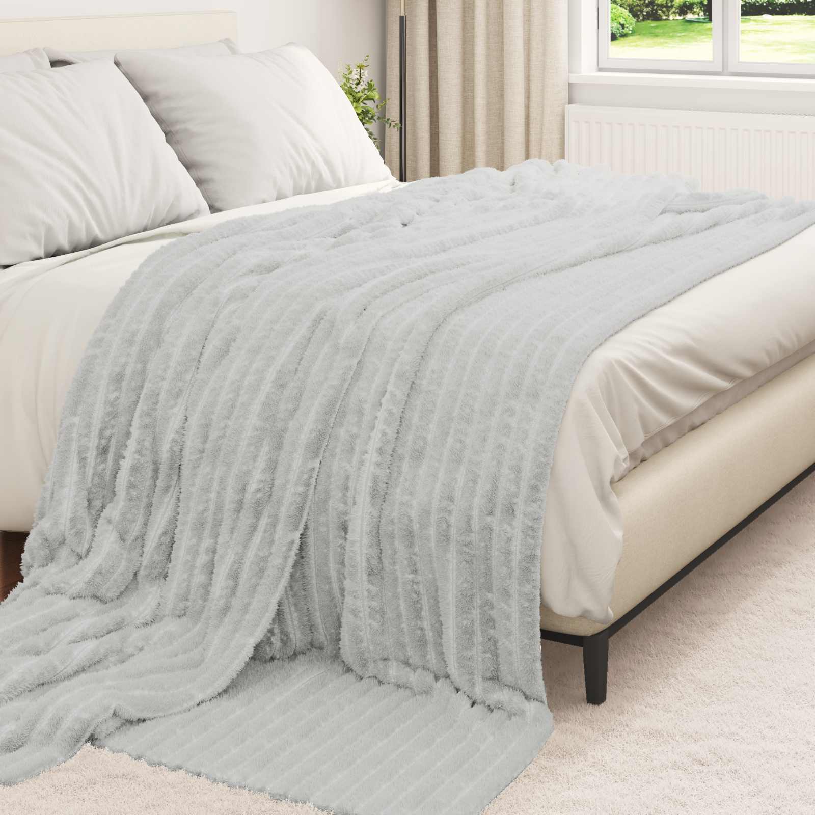 Coperte da Pile 6 pcs Grigio 270 x 240 cm Panno