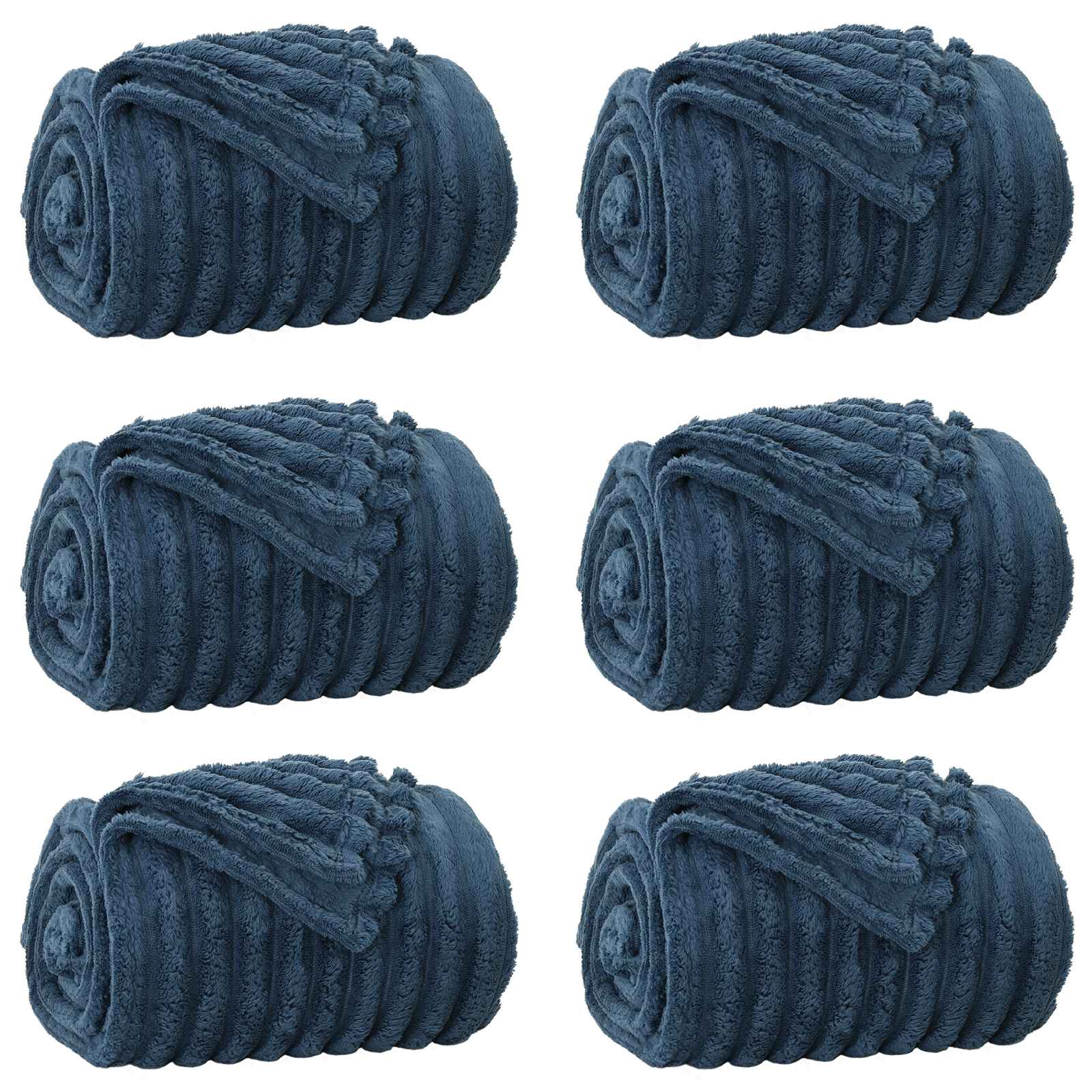 Coperte da Pile 6 pcs Blu navy 270 x 240 cm Panno