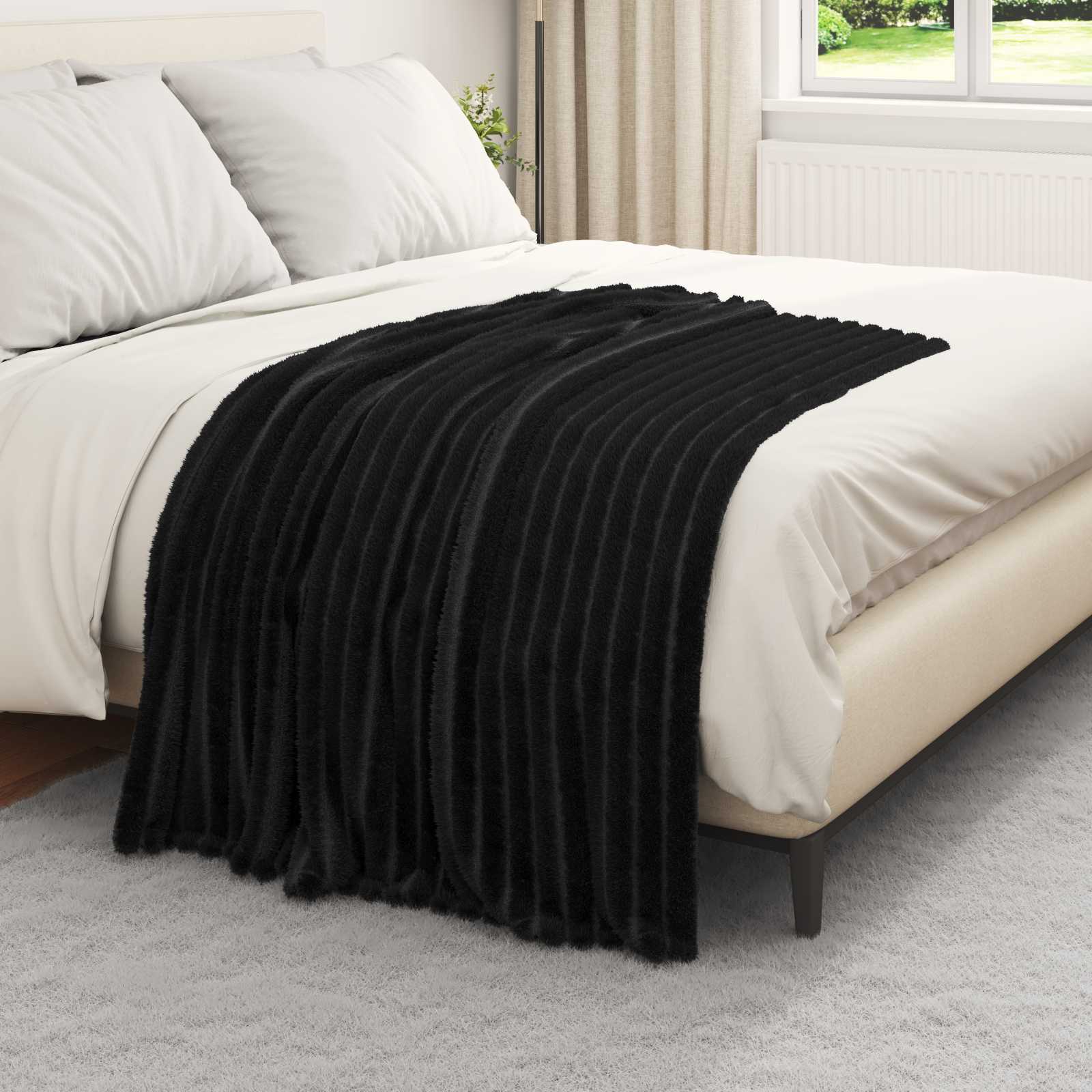 Coperte da Pile 6 pcs Nero 150 x 130 cm Panno