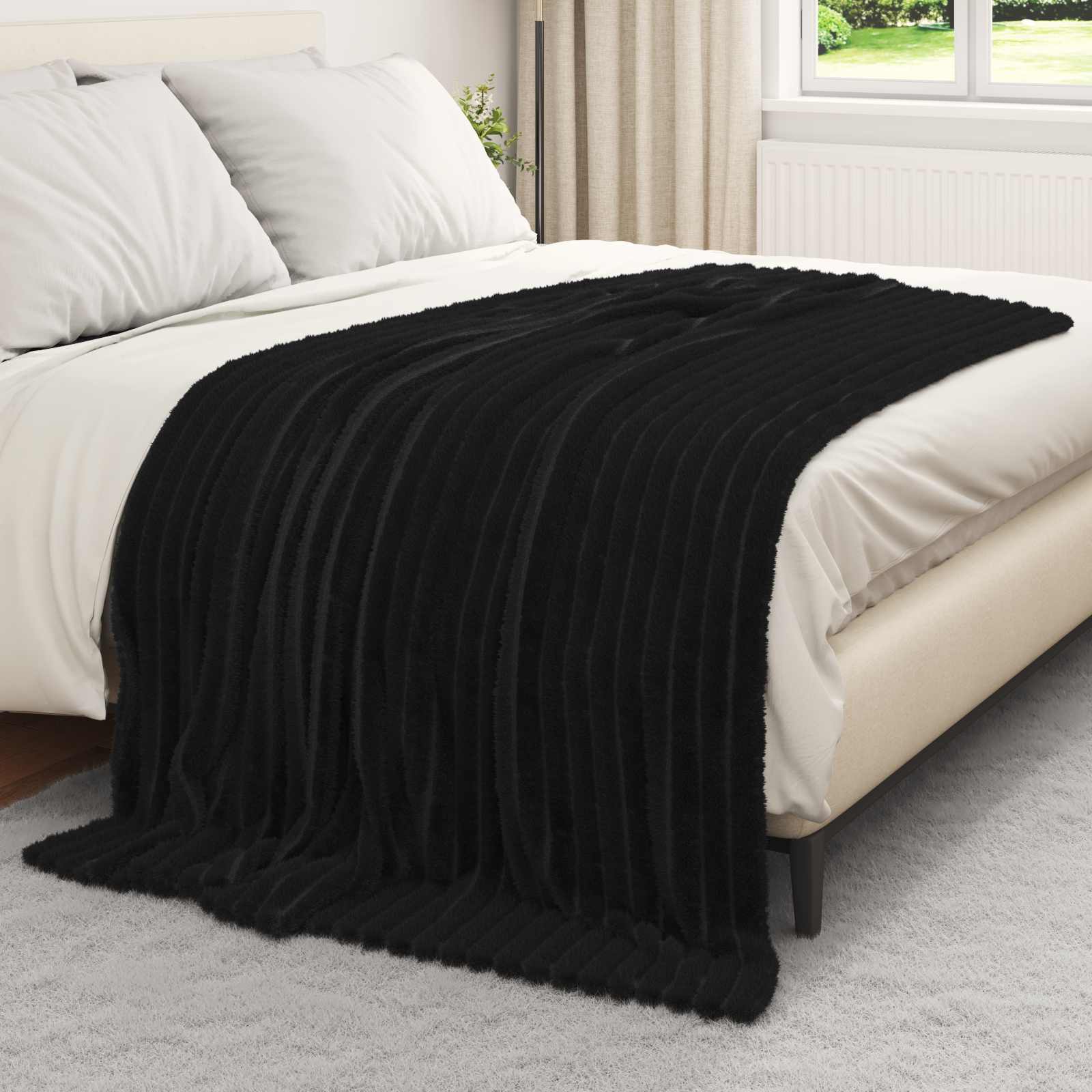Coperte da Pile 6 pcs Nero 200 x 150 cm Panno