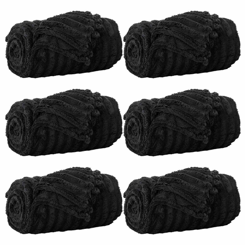 Coperte da Pile 6 pcs Nero 240 x 220 cm Panno