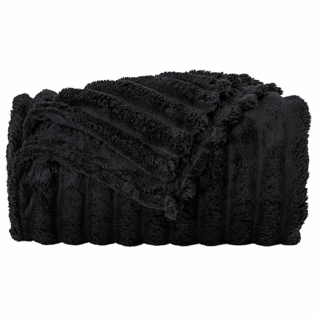 Coperte da Pile 6 pcs Nero 240 x 220 cm Panno