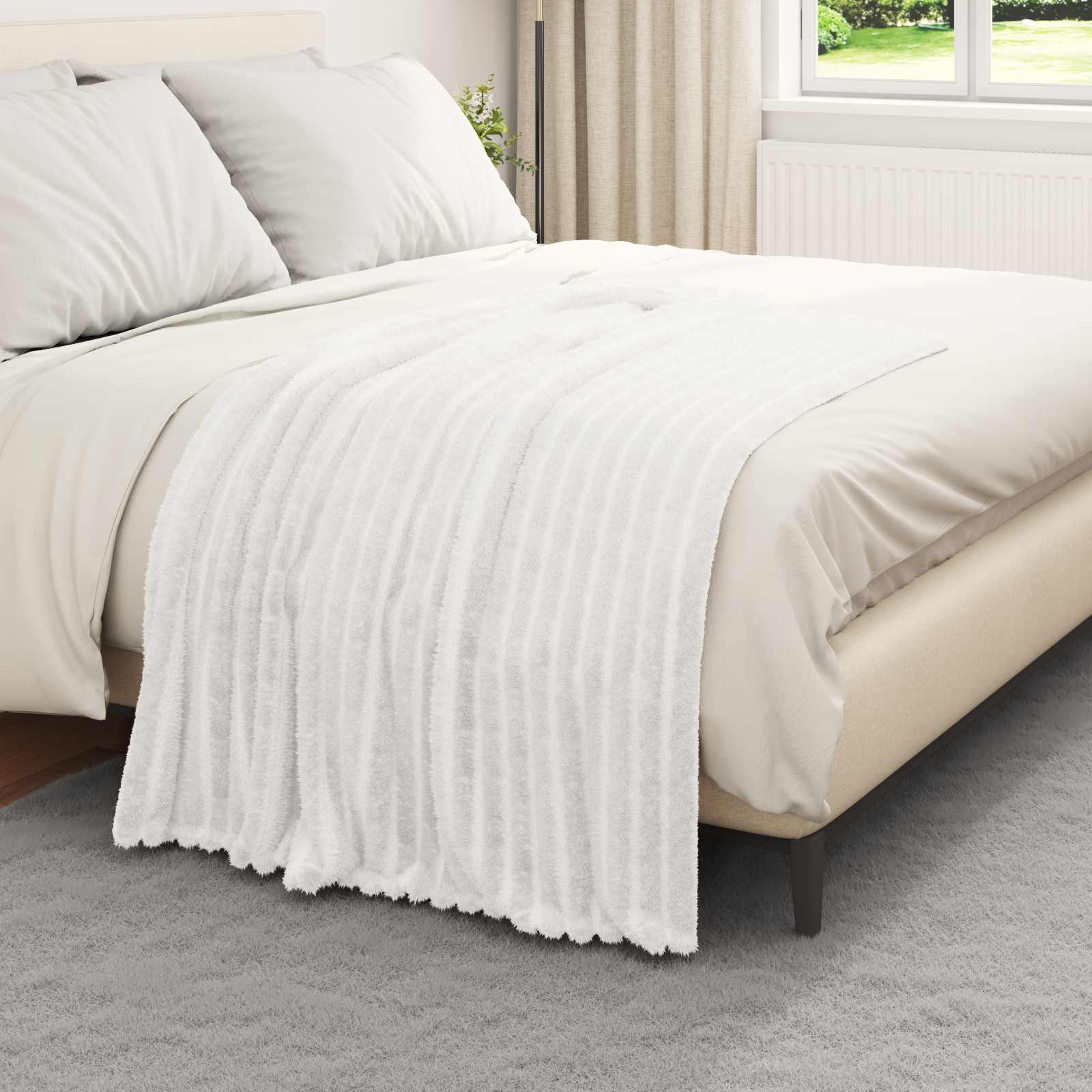 Coperte da Pile 6 pcs Bianco 150 x 130 cm Panno