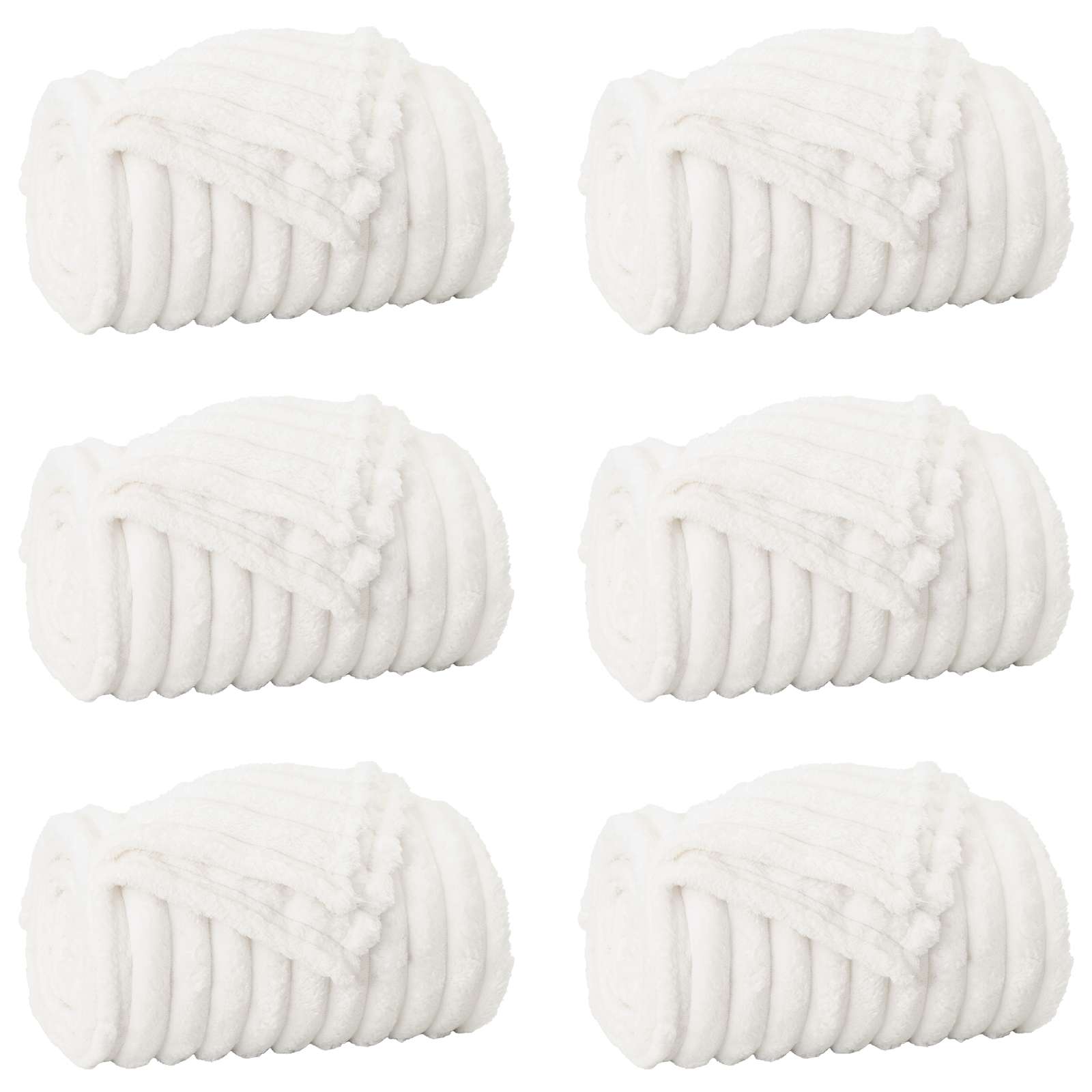 Coperte da Pile 6 pcs Bianco 150 x 130 cm Panno
