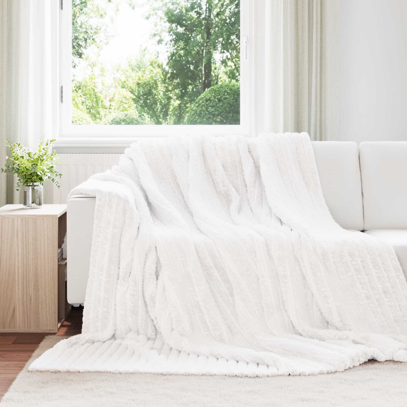 Coperte da Pile 6 pcs Bianco 270 x 240 cm Panno