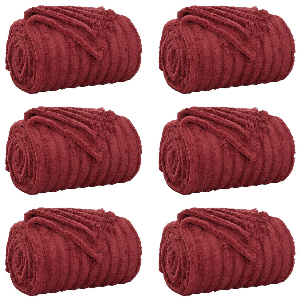 Coperte da Pile 6 pcs Rosso Bordeaux 200 x 150 cm Panno