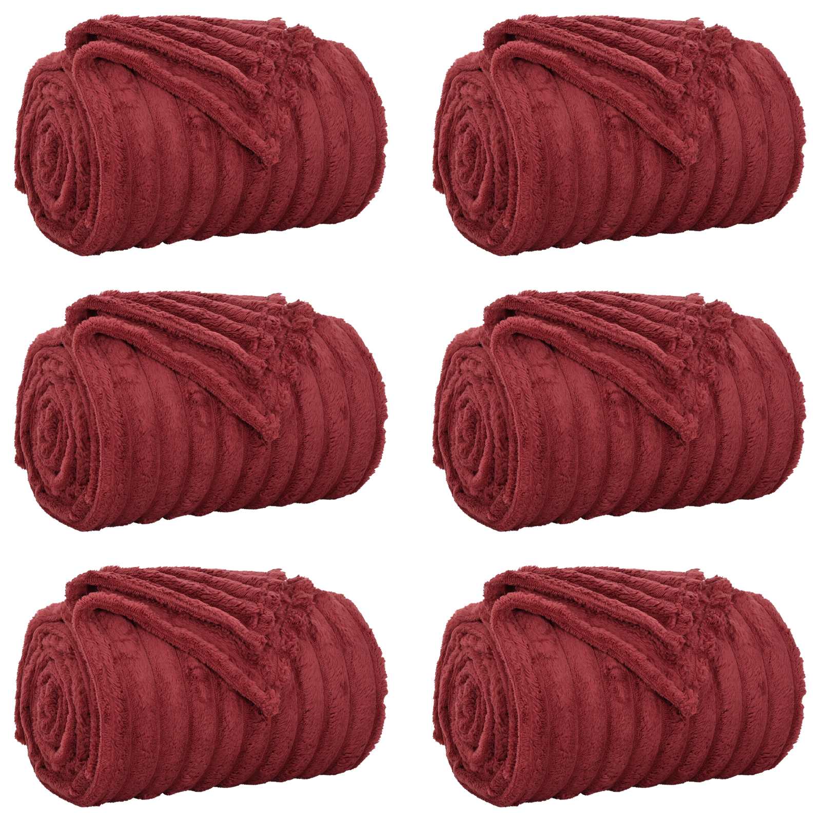 Coperte da Pile 6 pcs Rosso Bordeaux 240 x 220 cm Panno