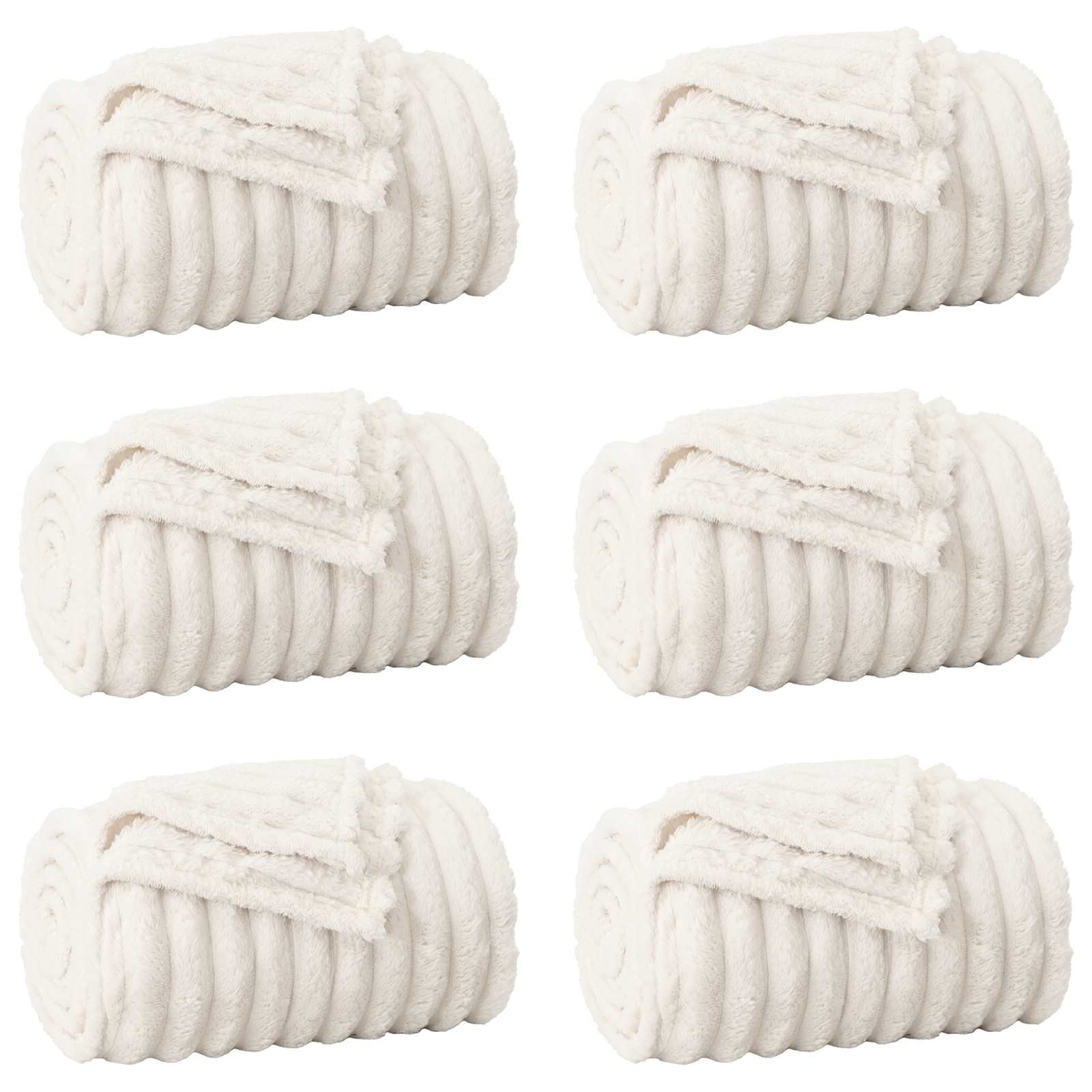 Coperte da Pile 6 pcs Crema 240 x 220 cm Panno