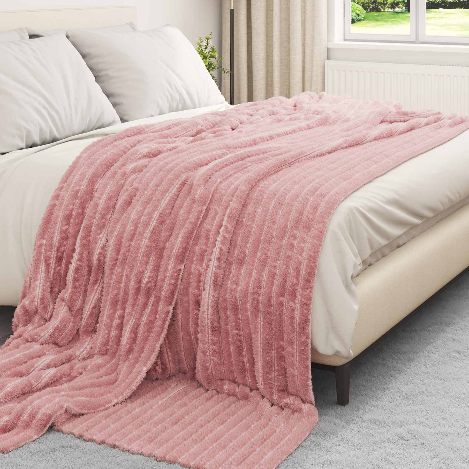 Coperte da Pile 6 pcs Rosa 240 x 220 cm Panno