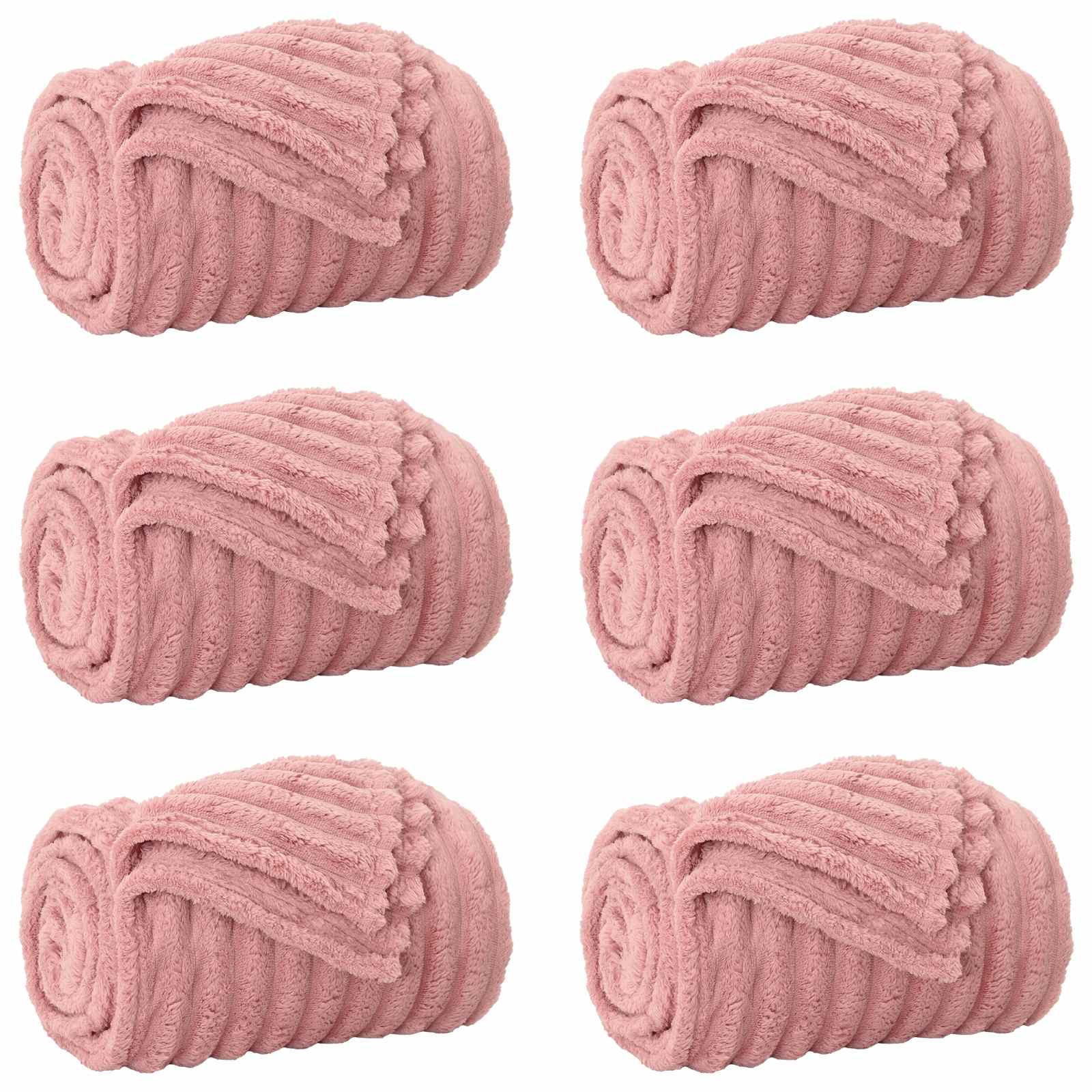 Coperte da Pile 6 pcs Rosa 240 x 220 cm Panno