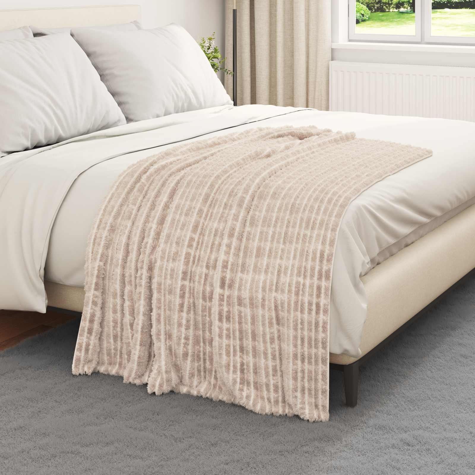 Coperte da Pile 6 pcs Beige 150 x 130 cm Panno