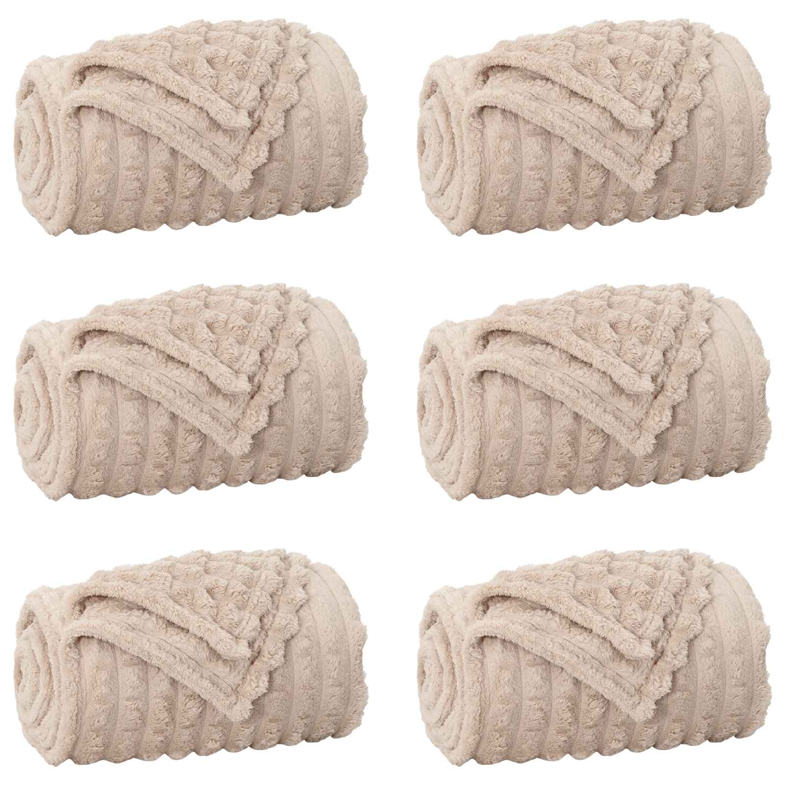 Coperte da Pile 6 pcs Beige 200 x 150 cm Panno