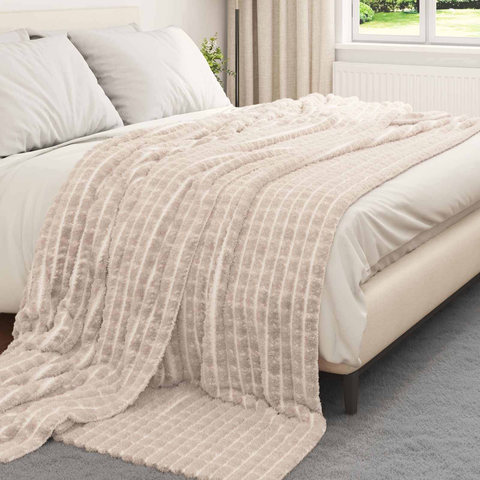 Coperte da Pile 6 pcs Beige 270 x 240 cm Panno