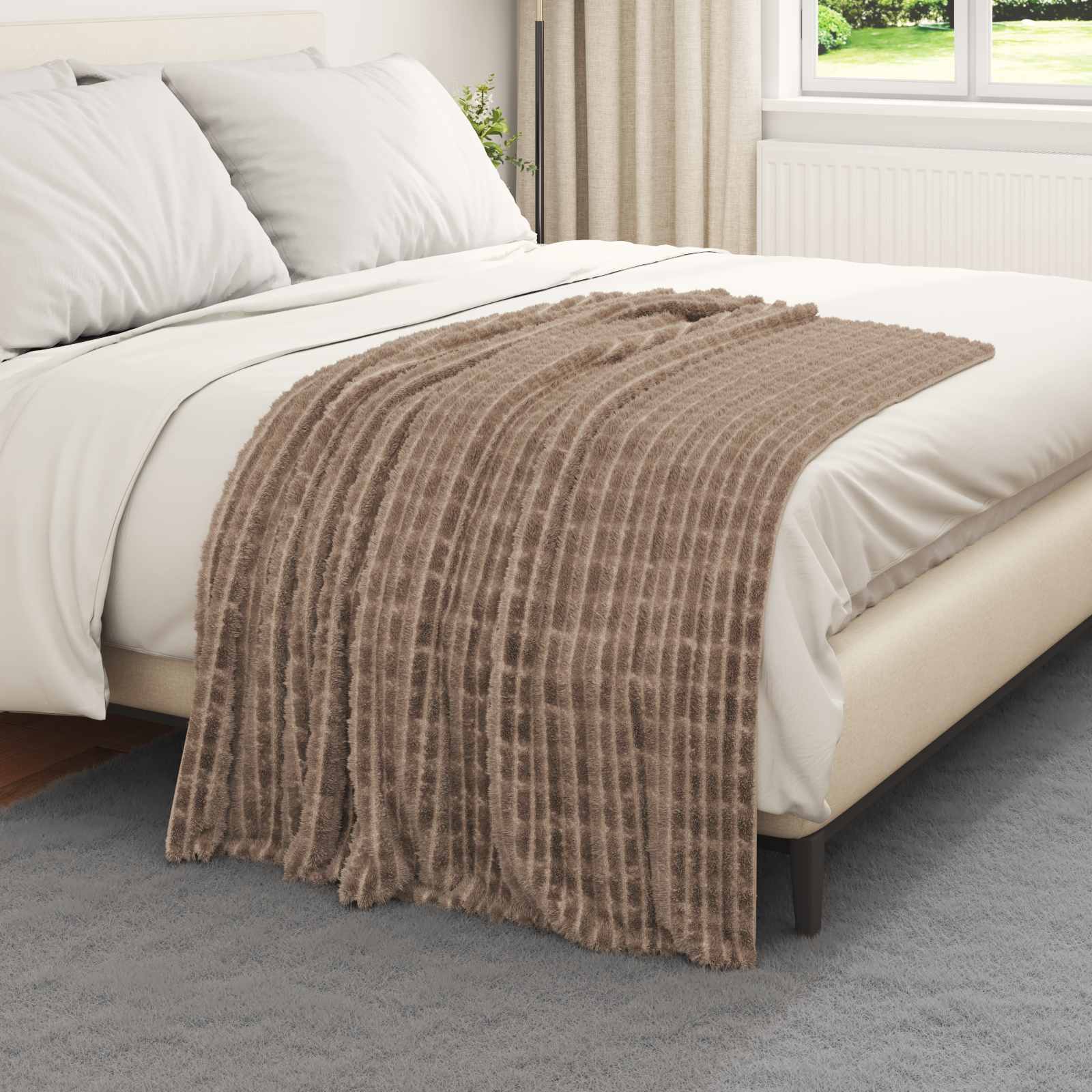 Coperte da Pile 6 pcs Cammello 150 x 130 cm Panno