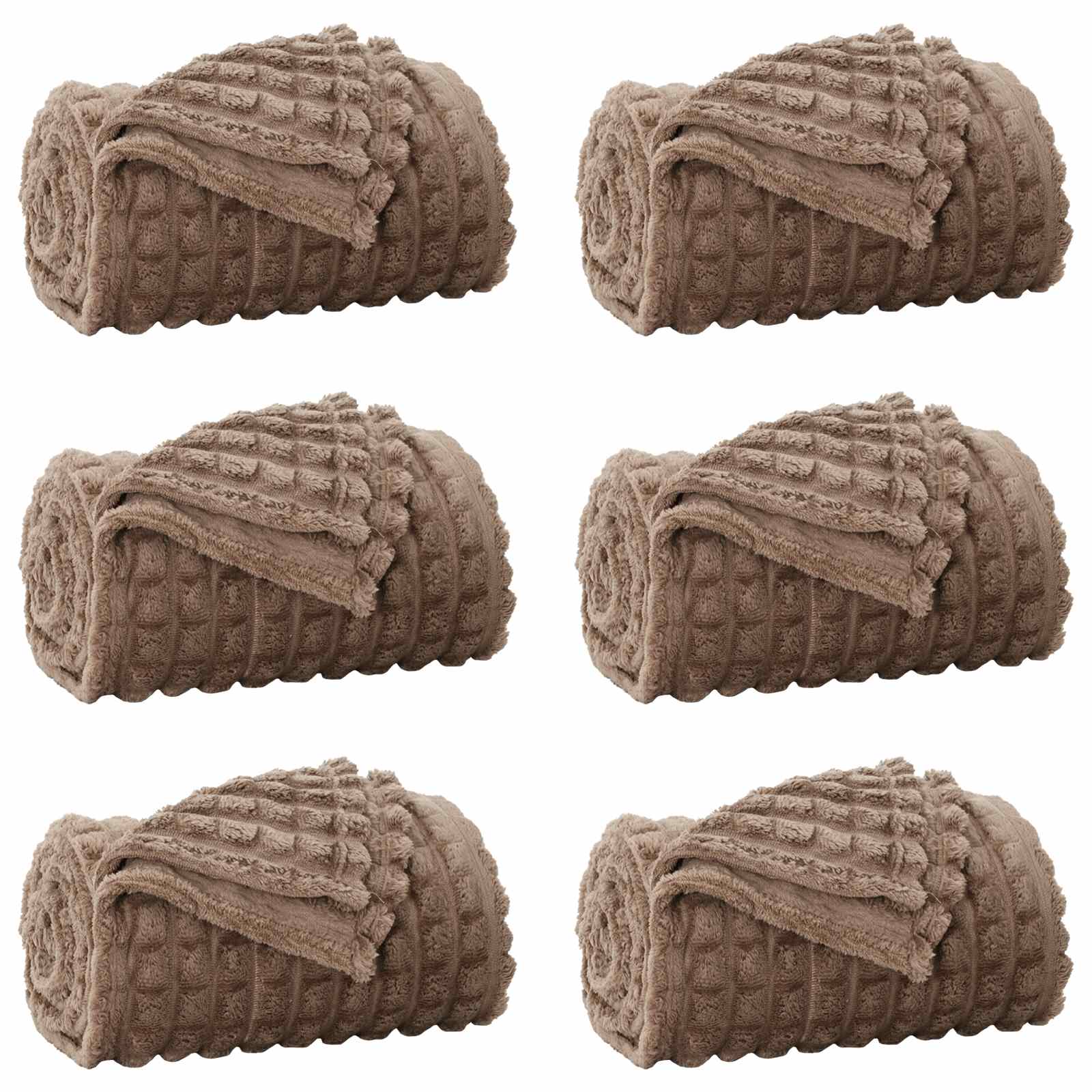 Coperte da Pile 6 pcs Cammello 150 x 130 cm Panno